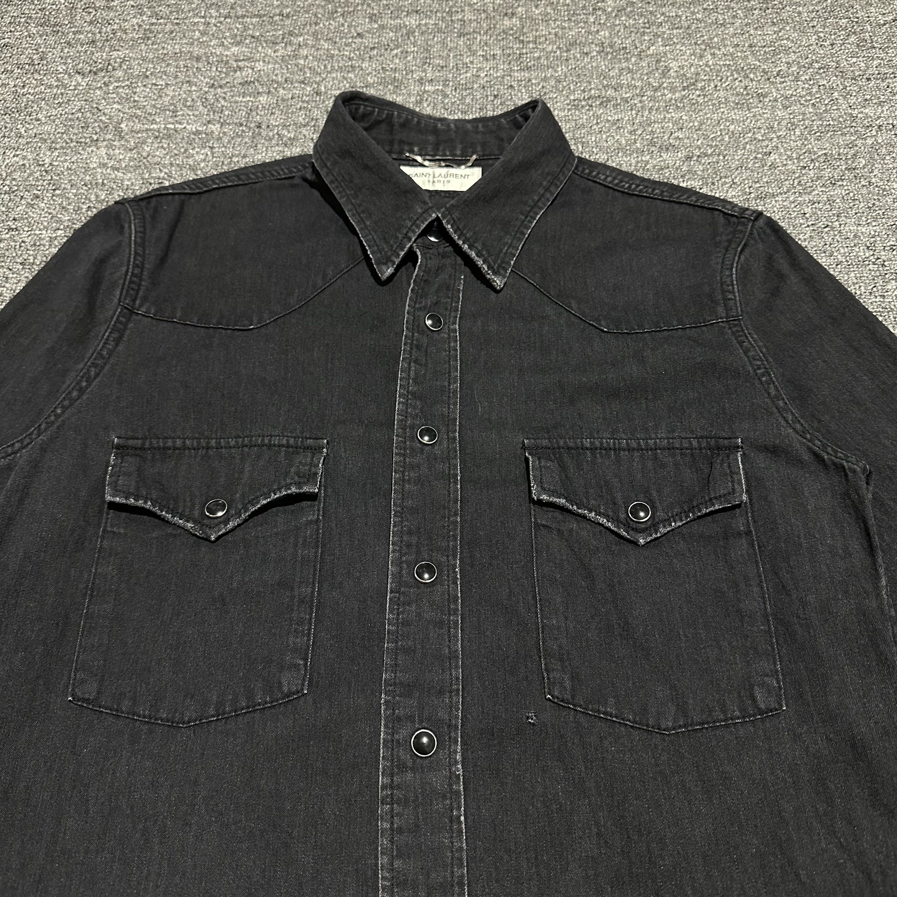 Hedi Slimane × Saint Laurent Paris Saint Laurent by Hedi Slimane Distressed Western Denim Shirt Size US XS / EU 42 / 0 - 2 Thumbnail