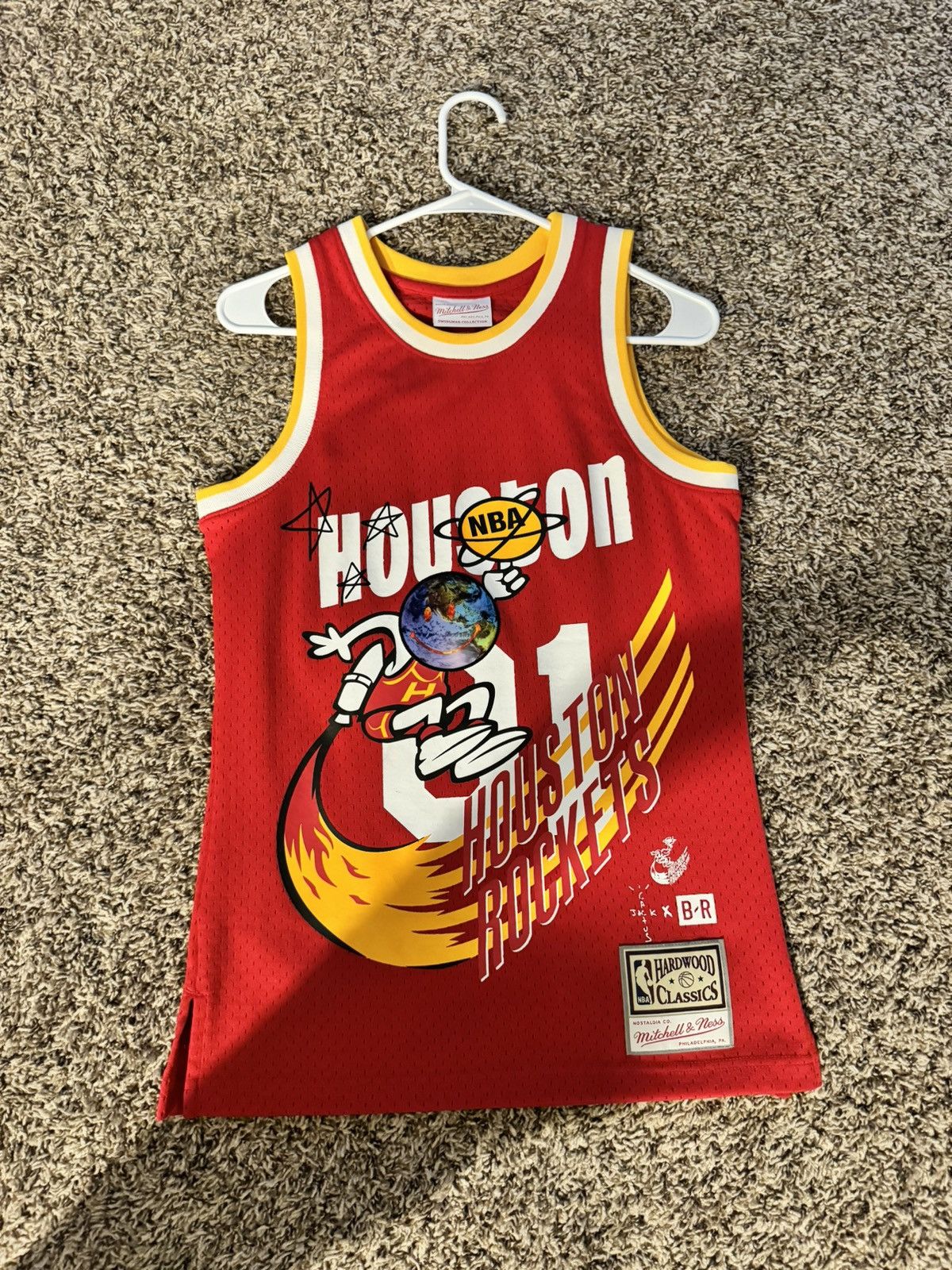 image of Mitchell Ness x Travis Scott Mitchell & Ness Jersey in Red, Men's (Size XS)