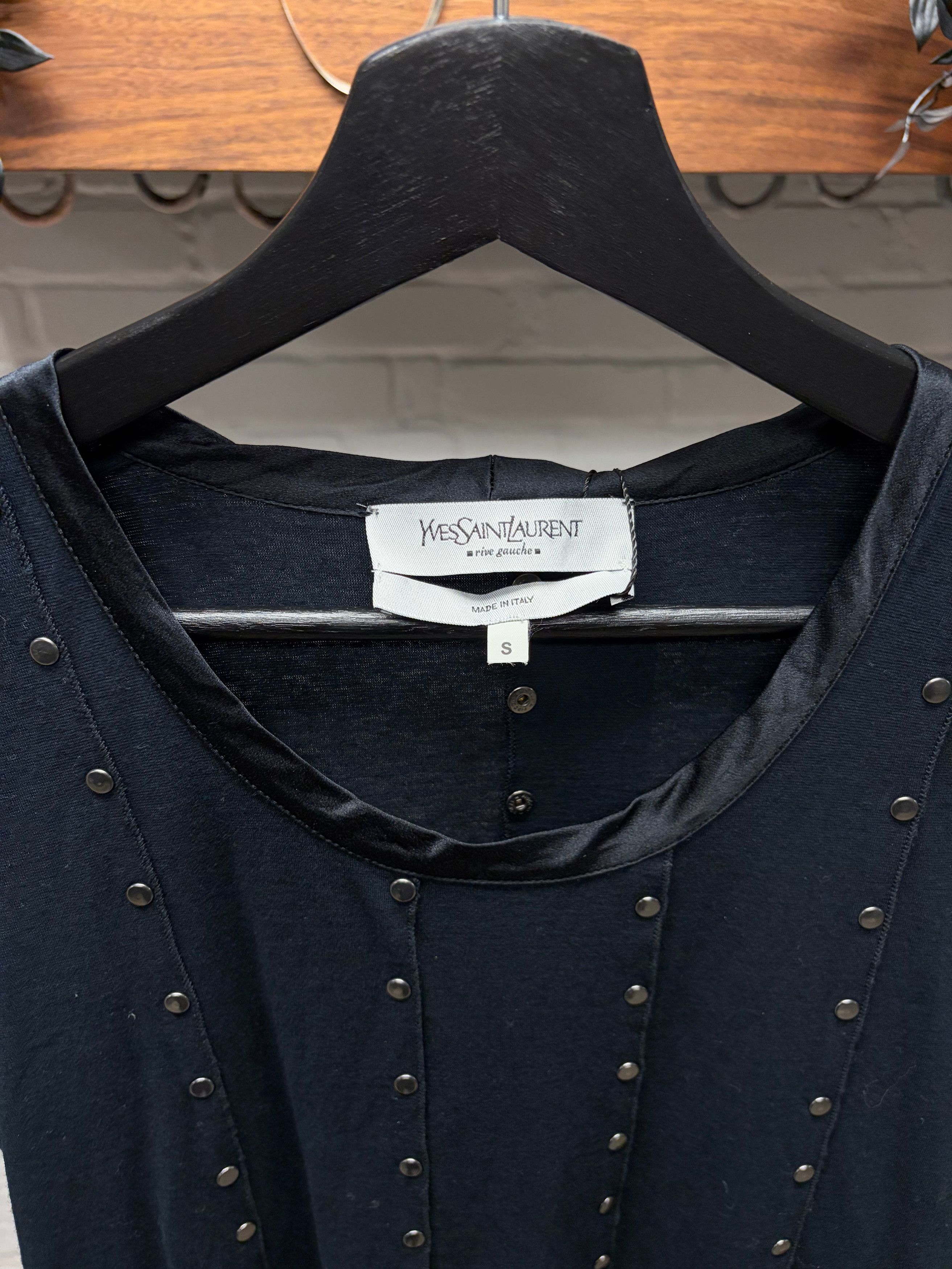 Saint Laurent Paris Vintage Yves Saint Laurent ‘Rive Gauche’ Studded Black Sleeveless Top Size S / US 4 / IT 40 - 2 Thumbnail