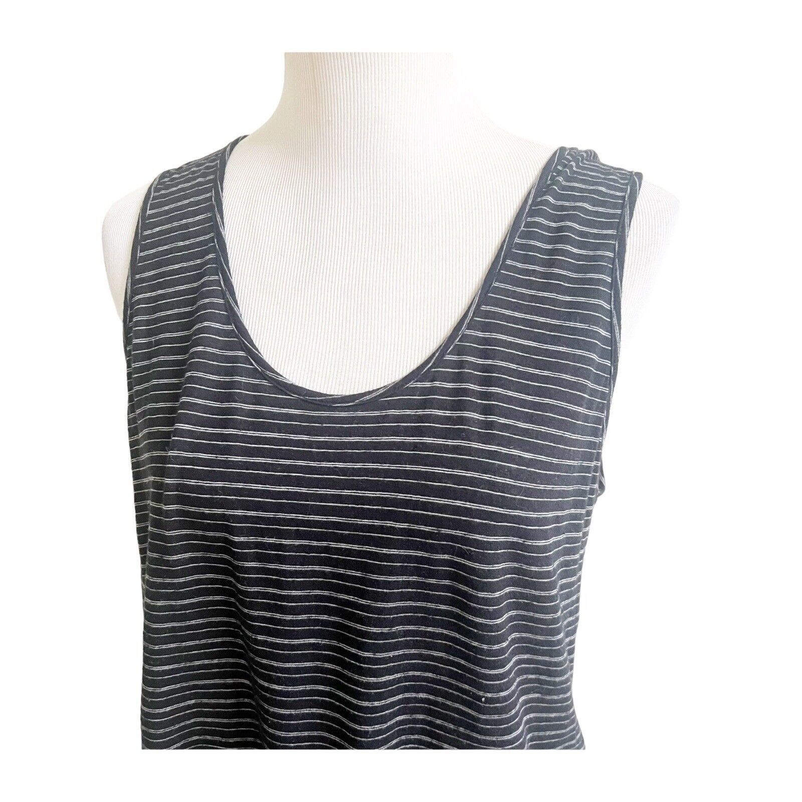 Michael Stars Michael Star Striped Peplum Tank OS Black White Linen Blend Size ONE SIZE - 6 Thumbnail