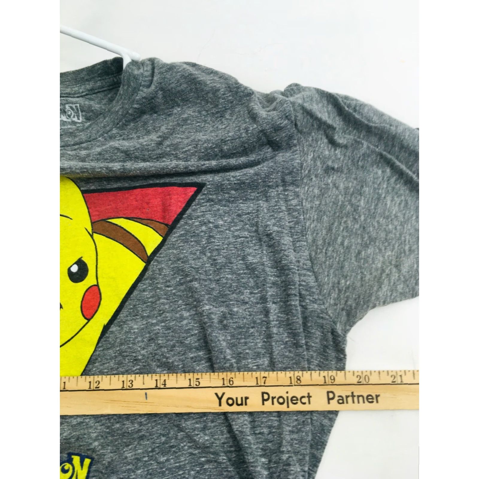 Logo 7 Pokemon T-Shirt Men's Gray Short Sleeve Pikachu Logo Round Neck Pullover Size L Size US L / EU 52-54 / 3 - 3 Thumbnail
