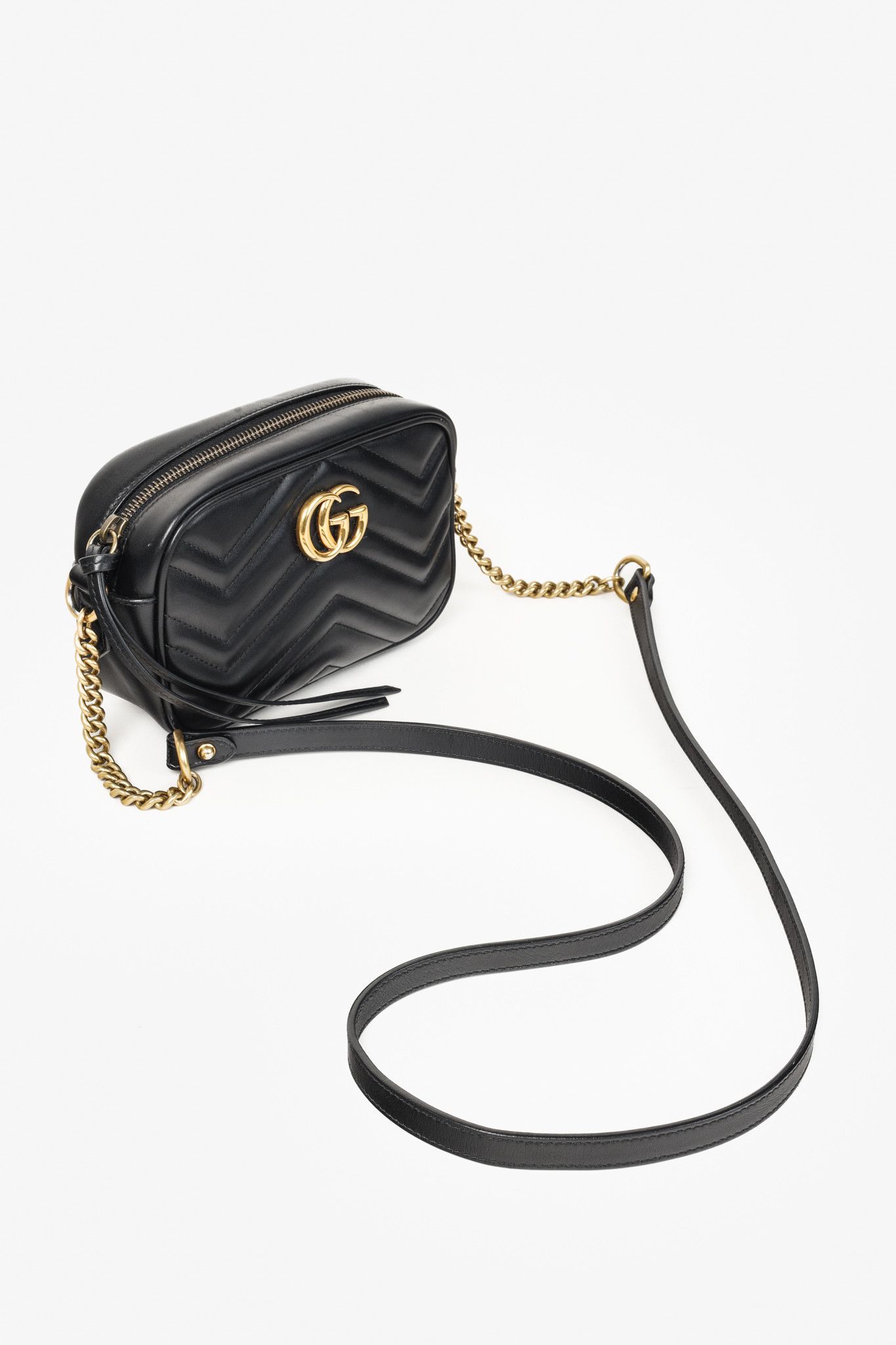 Gucci Gucci GG Marmont Mini Shoulder Leather Bag Black Gold Tone Size ONE SIZE - 7 Thumbnail