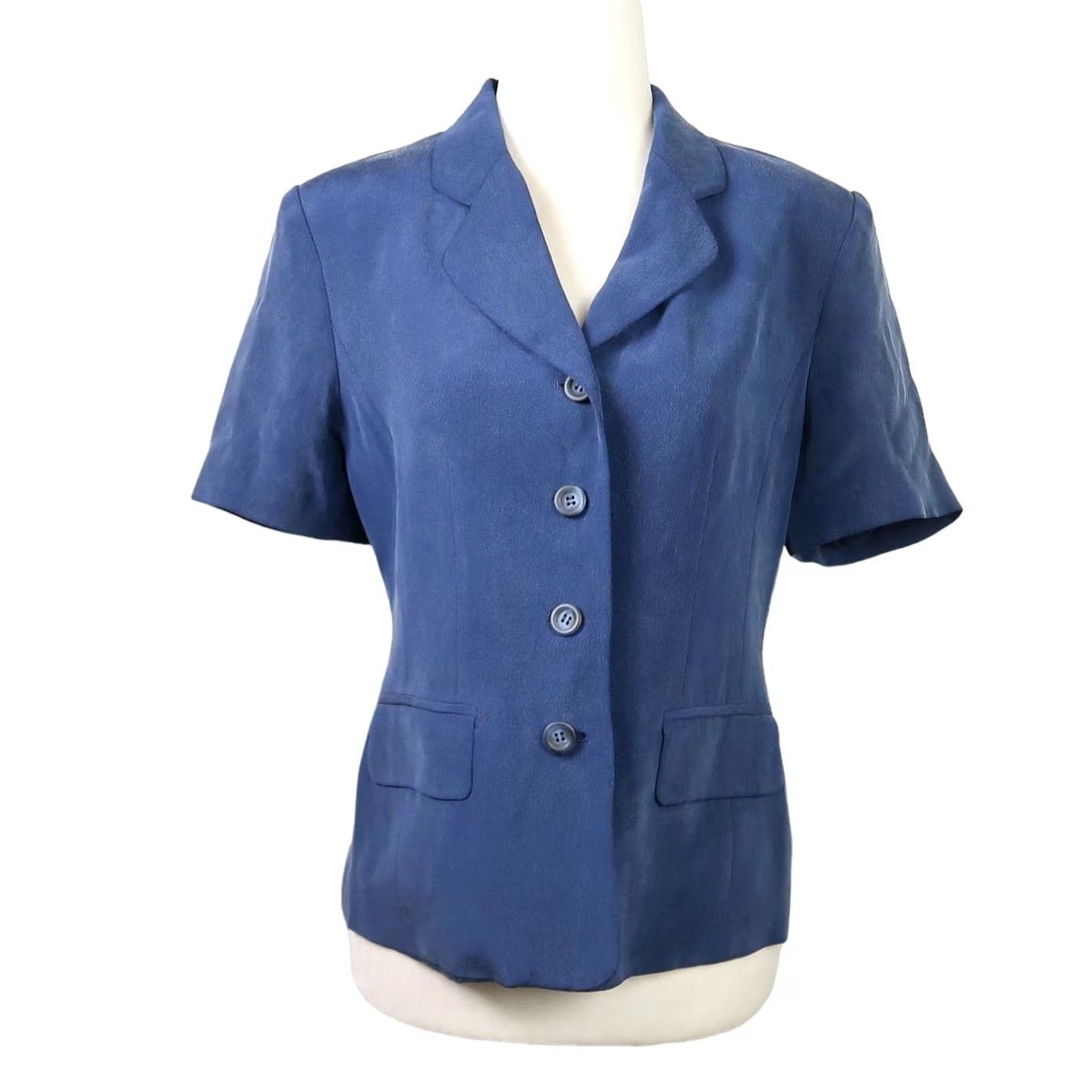 Charter Club 90s Charter Club Navy Blue Silk Short Sleeve Blazer Jacket 8P Size 30" / US 8 / IT 44 - 2 Thumbnail