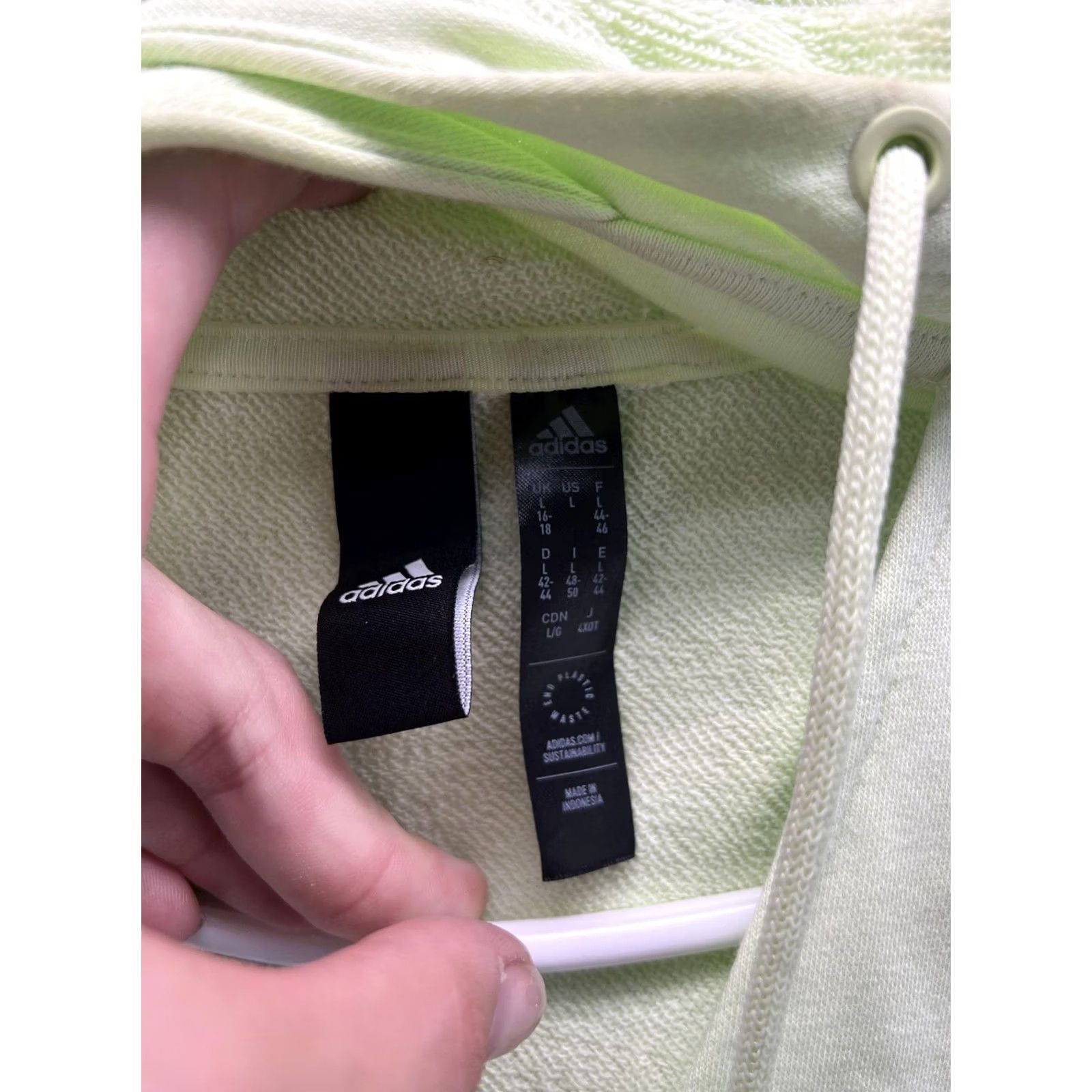 Adidas Adidas Hoodie Womens Large Green V Neck Raglan Pullover Sweatshirt Size L / US 10 / IT 46 - 2 Thumbnail