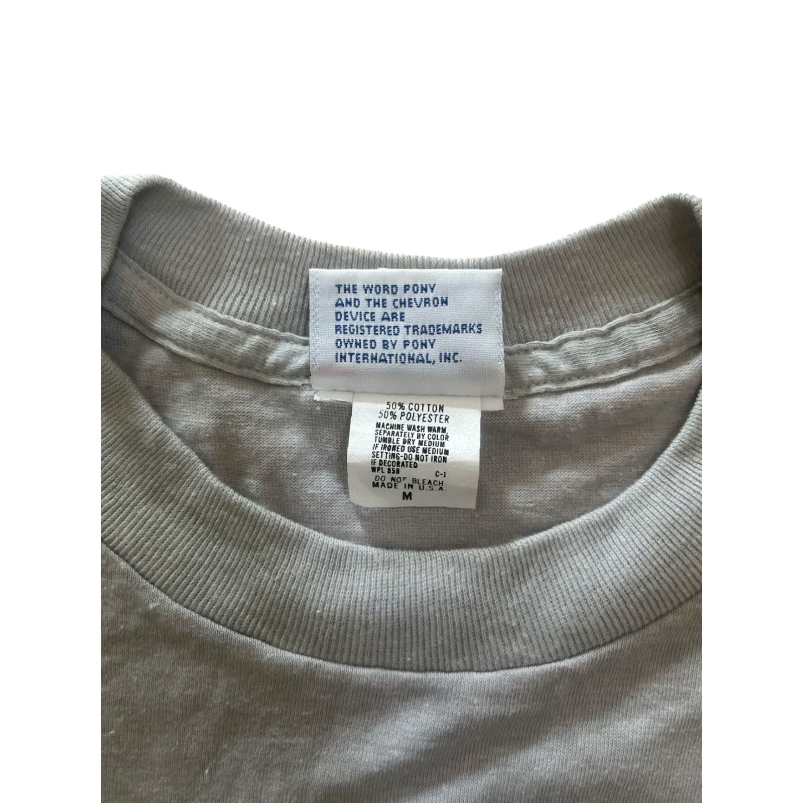 PONY VINTAGE PONY T-Shirt Mens M Gray 90s Deadstock NWT USA Made Crew Neck Cotton Blend 29" Long 18" Across 8.5" Sleeves Size US M / EU 48-50 / 2 - 6 Thumbnail