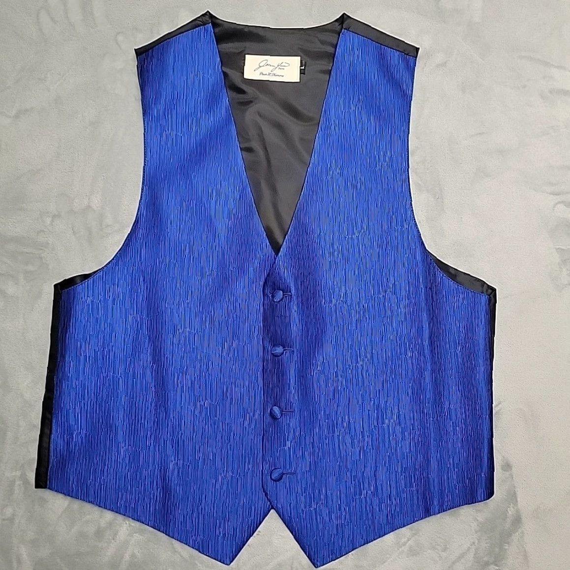 Vintage VINTAGE Jean Yves Vest Mens Large Blue Textured Formal Eveningwear Made USA Size 42R - 2 Thumbnail