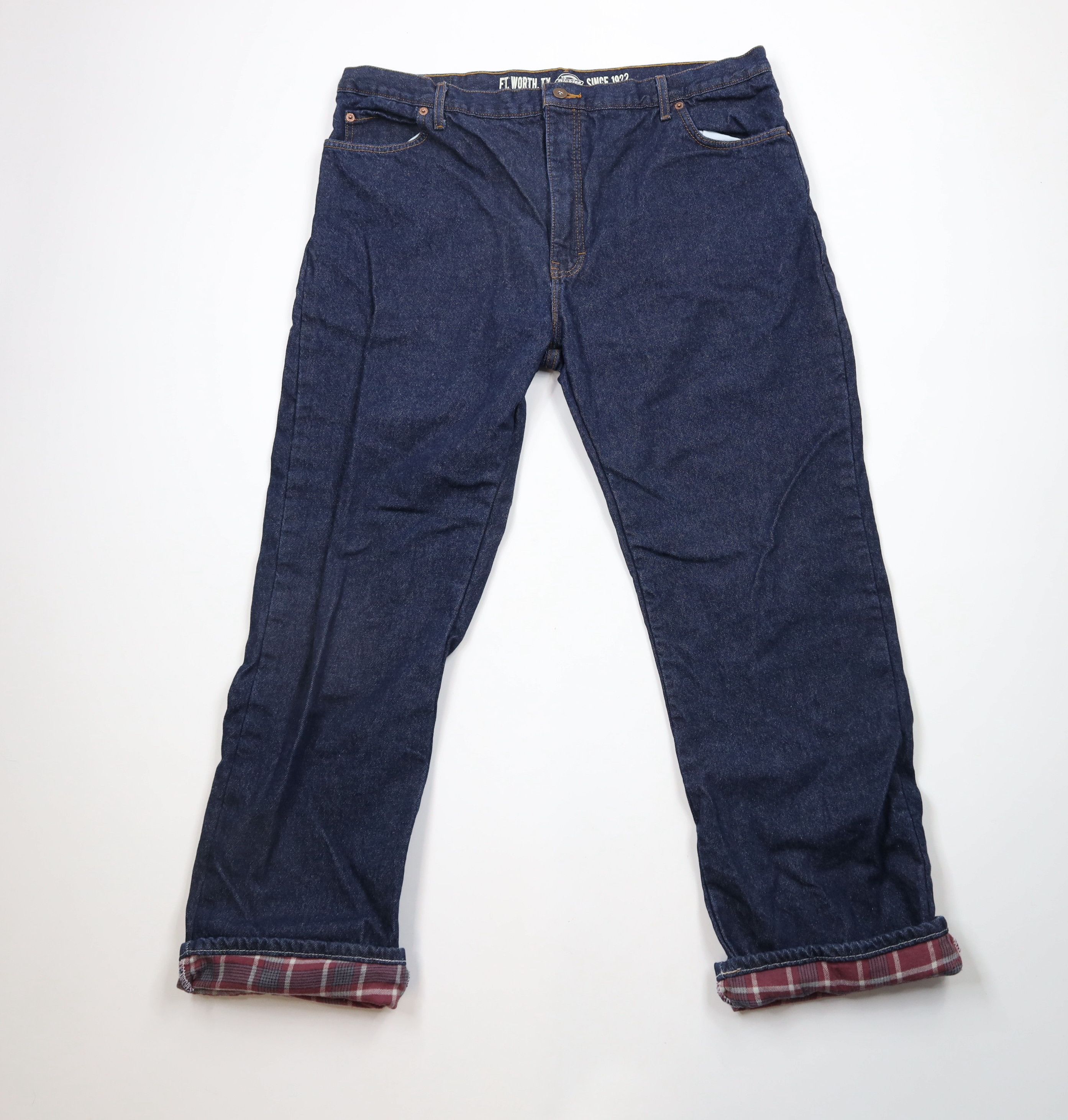 Dickies × Vintage Vintage Dickies Flannel Lined Relaxed Fit Denim Jeans Indigo Size US 40 / EU 56 - 1 Thumbnail