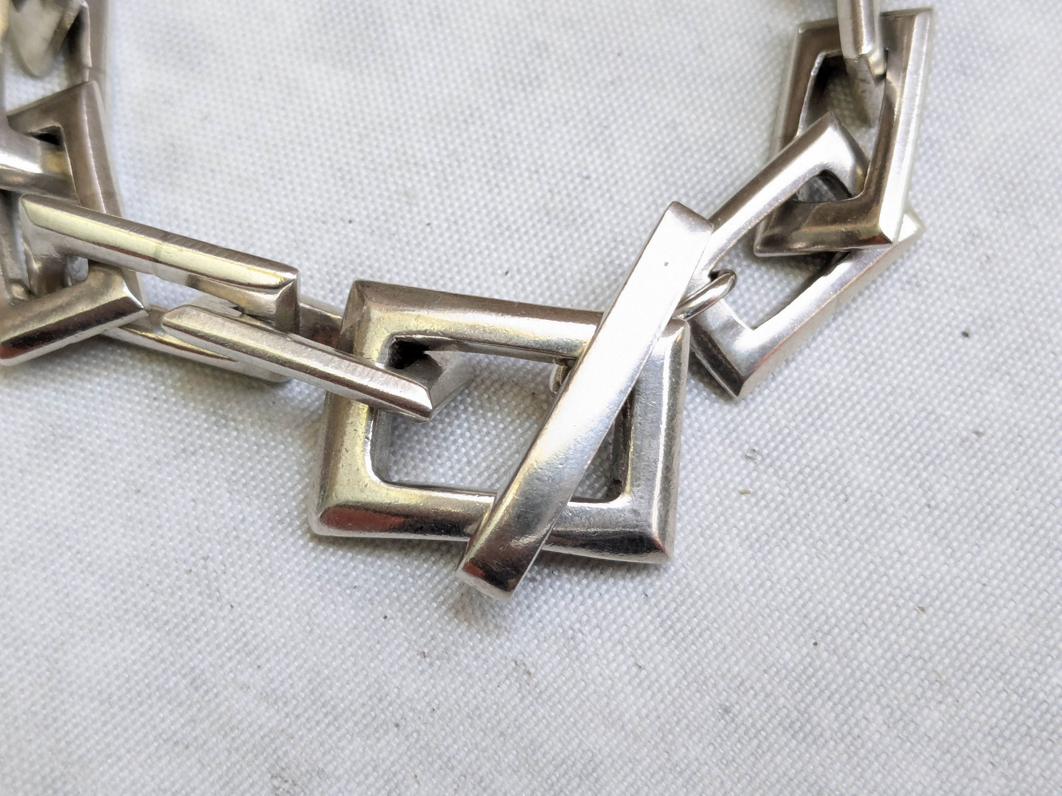 Jewelry Sterling Silver Bracelet Rectangle 7.25" Biker Heavy Size ONE SIZE - 4 Thumbnail