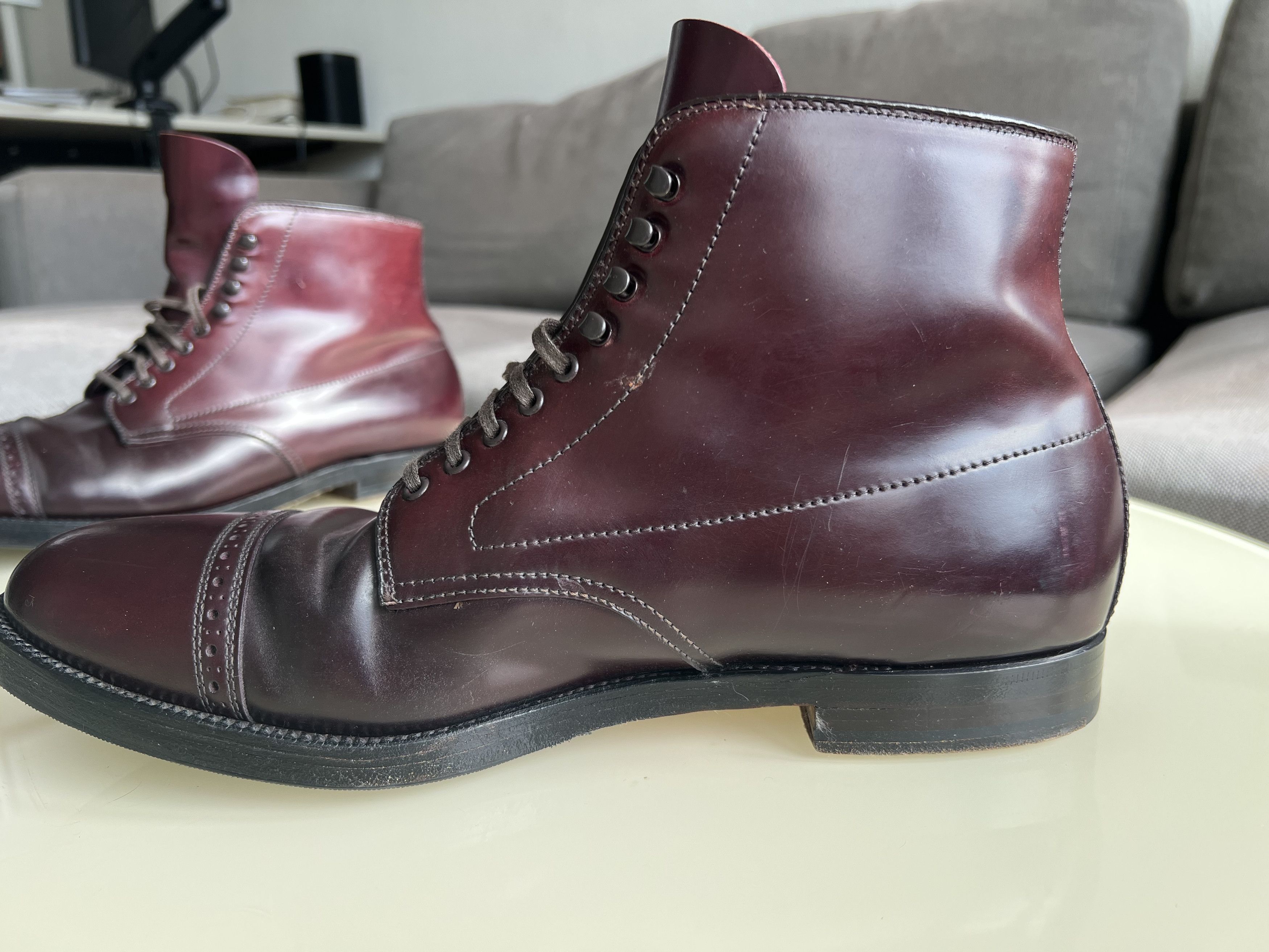 Alden × J.Crew Alden 39628H Color 8 Shell Cordovan Cap Toe Boots Size US 11 / EU 44 - 8 Thumbnail