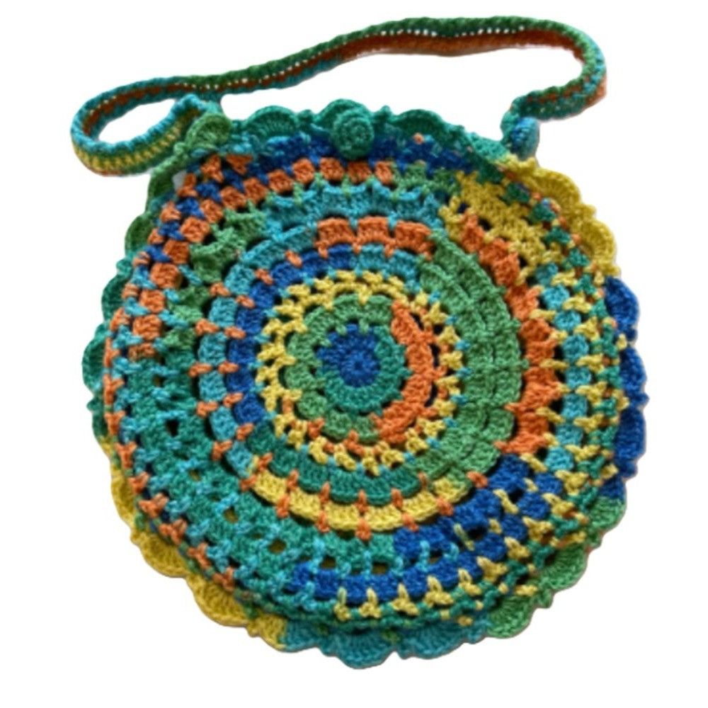 Handmade Crochet Purse Retro Shoulder Bag Granny Stitch Pattern Multi Size ONE SIZE - 1 Thumbnail