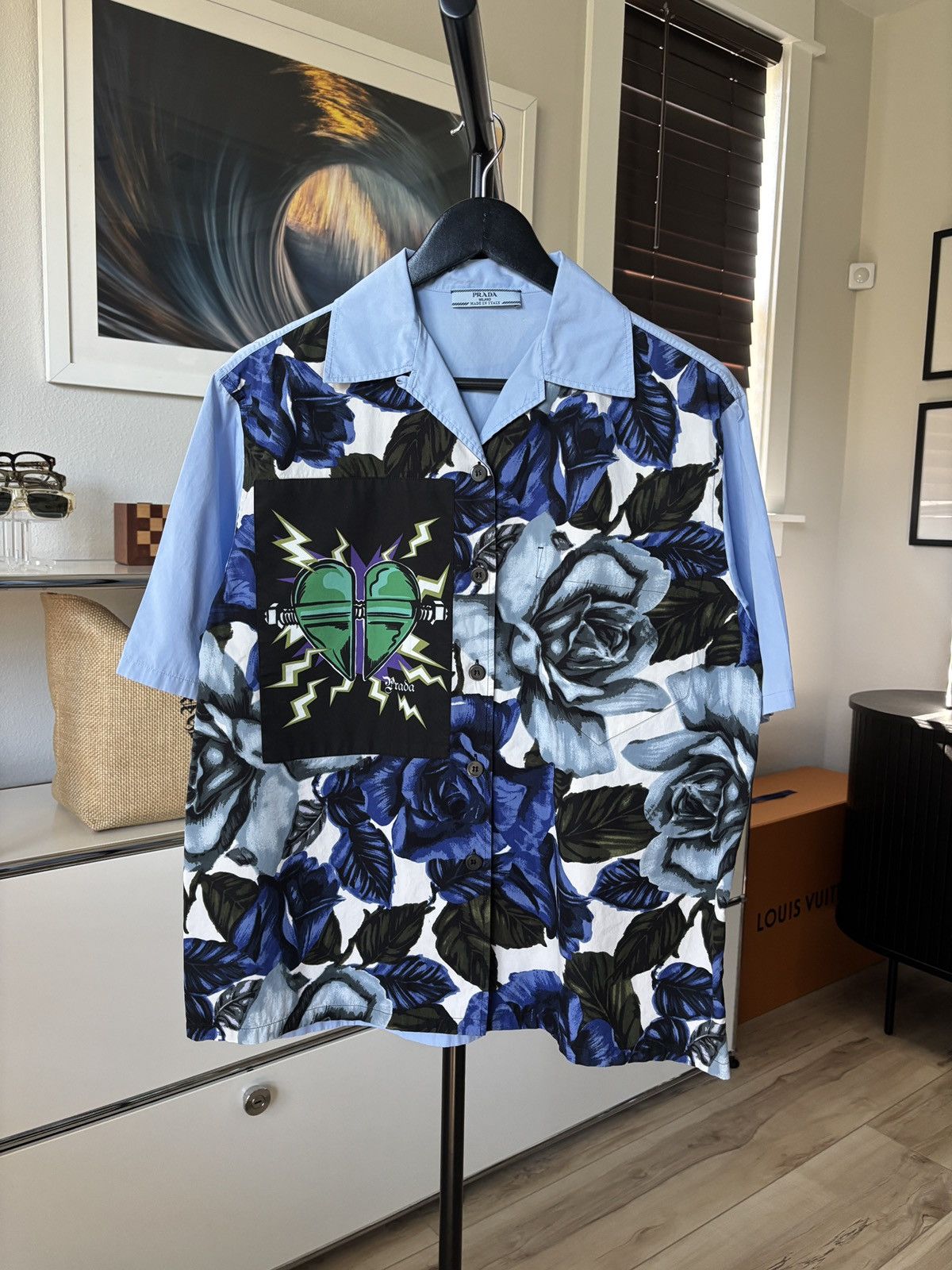 Prada Double Match Button Up Shirt Blue White | Grailed
