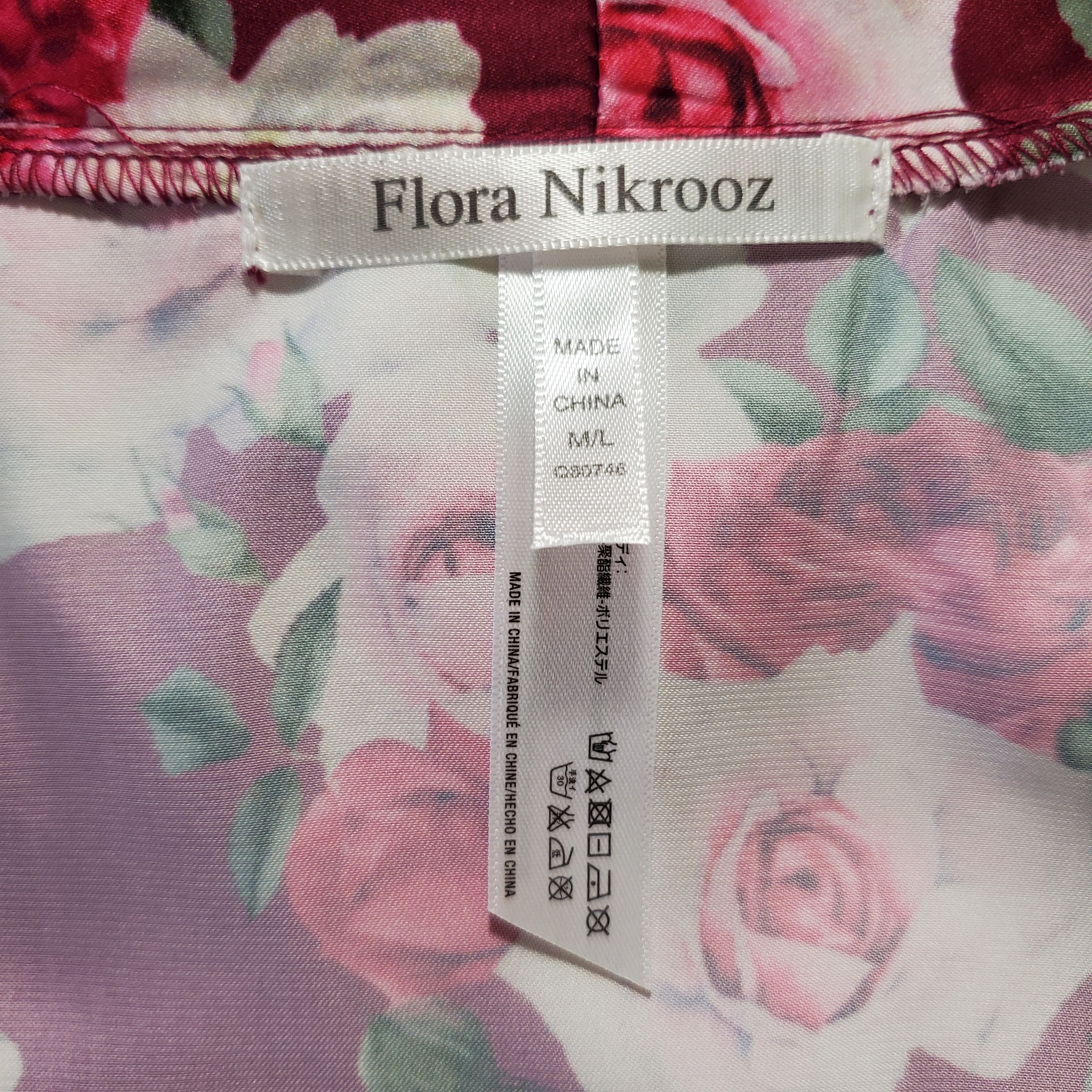 Other Flora Nikrooz Size M/L Robe Satin Rose Floral Pink Burgundy Size ONE SIZE - 8 Thumbnail