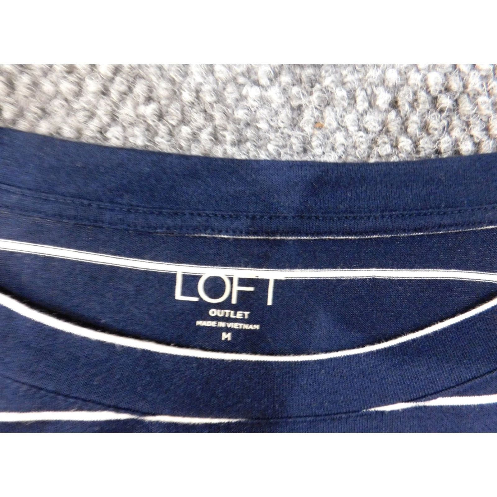 Ann Taylor Ann Taylor Loft Blouse Shirt Womens M Blue Striped Knit Rayon Pullover Round Neck Casual Stretch Size M / US 6-8 / IT 42-44 - 5 Thumbnail