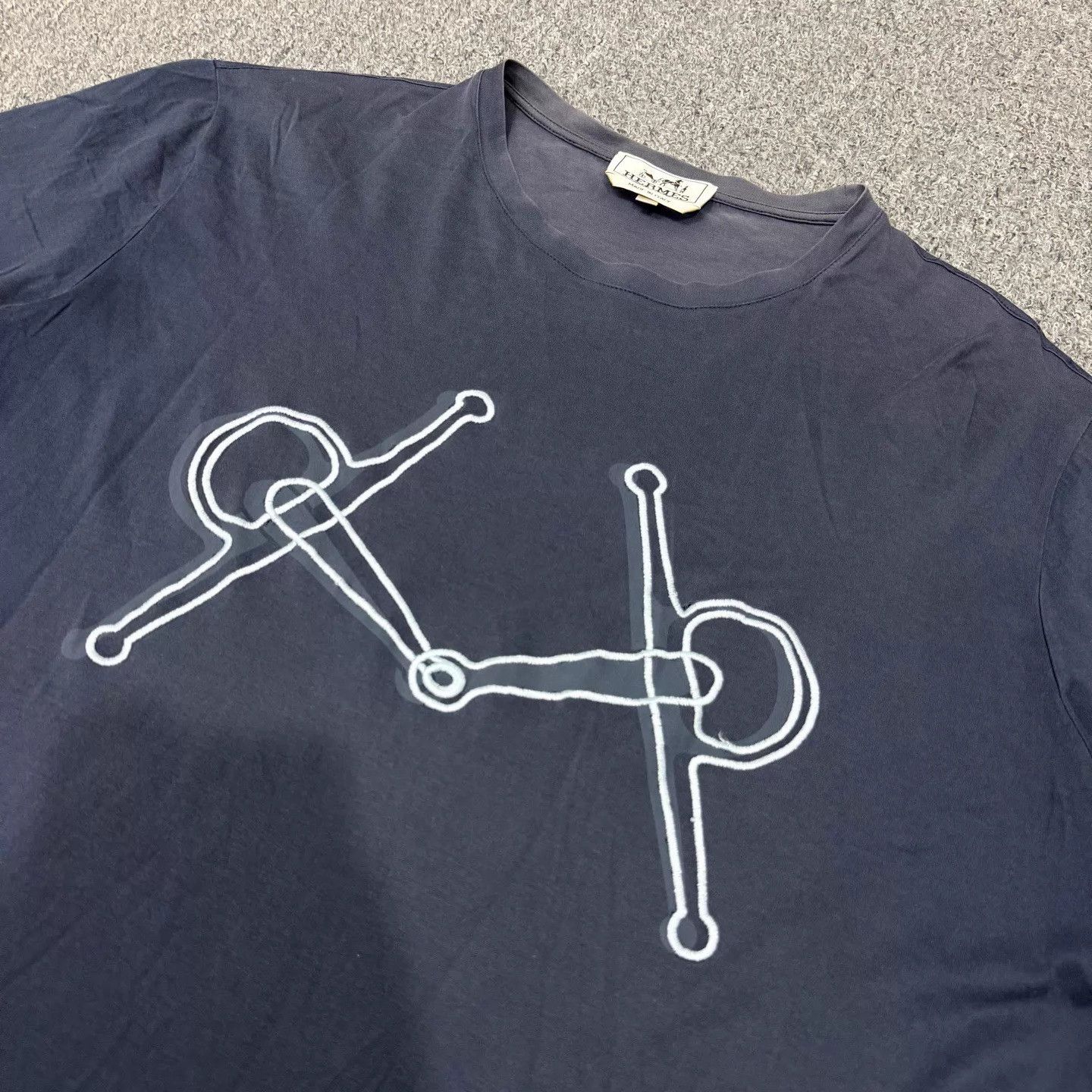 Hermes Hermes Navy Blue Horseshoe short-sleeve XL 9/10 Size XL / US 12-14 / IT 48-50 - 3 Thumbnail