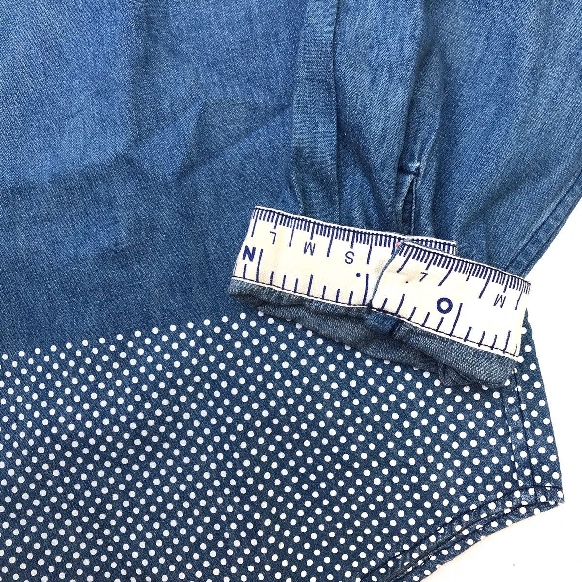 Designer × R.Newbold × Vintage R.NEWBOLD Born in Britain long sleeve denim blue polkadot Size US XL / EU 56 / 4 - 4 Thumbnail