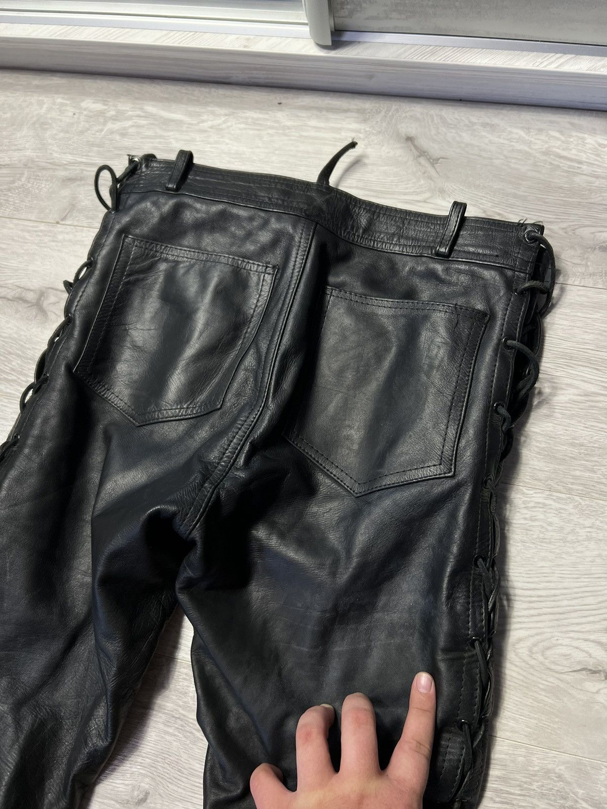 Genuine Leather Vintage Western Biker Leather Cowboy Bondage Pants Size M Size US 32 / EU 48 - 17 Thumbnail