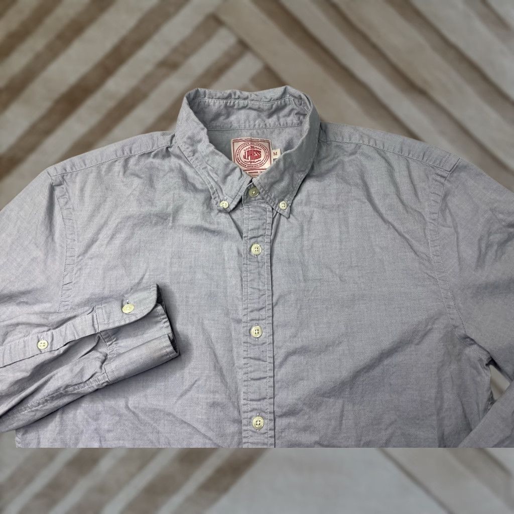 Vintage VINTAGE J. Press Dress Shirt Men L Blue Oxford Cotton Button Down Regular Collar-Down Barrel Cuff Shirt Size 42R - 1 Thumbnail