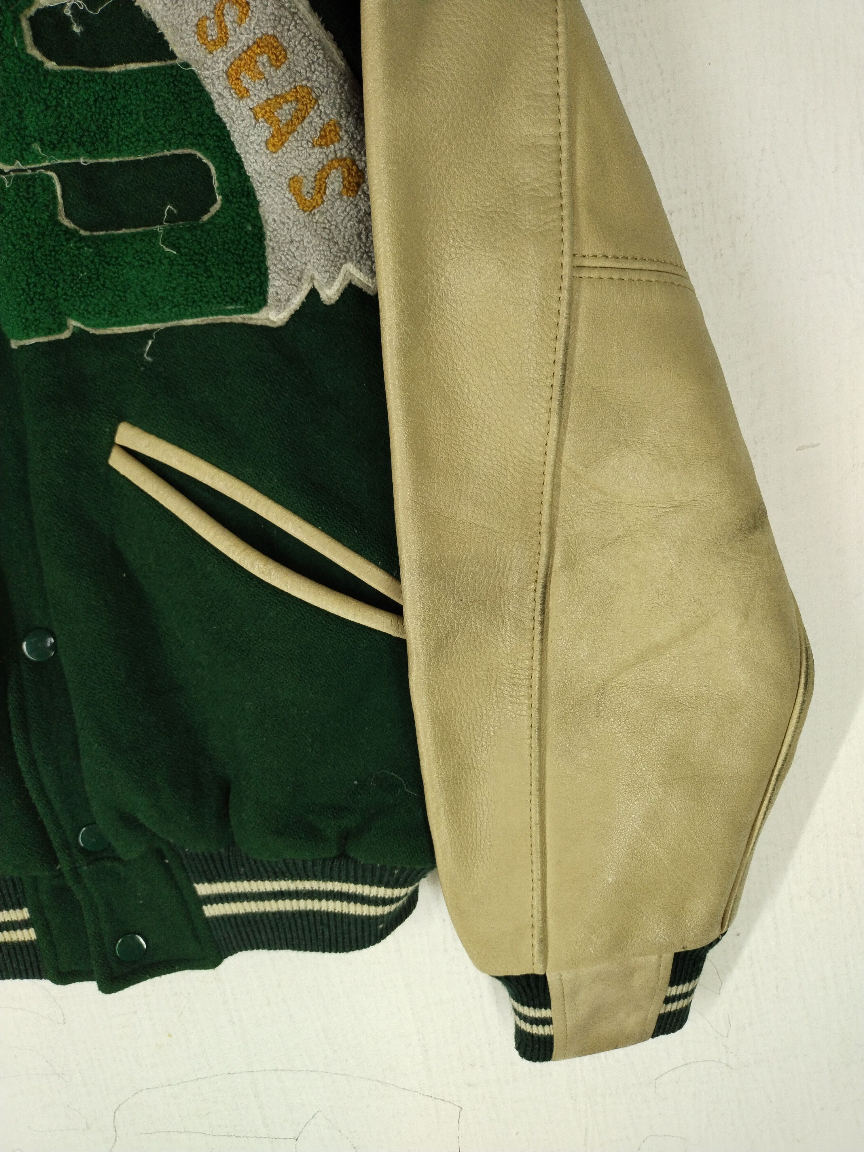 Vintage 80's Sea's Racing Varsity Leather/Wool Jacket Size US M / EU 48-50 / 2 - 4 Thumbnail