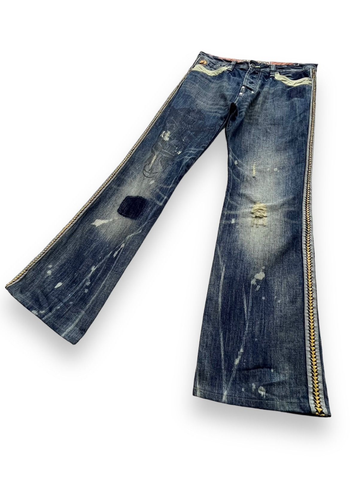 Parasuco PUNK FLARE🔥PARASUCO DENIM LEGEND Distressed Tribal Jeans💥 Size US 33 - 4 Thumbnail