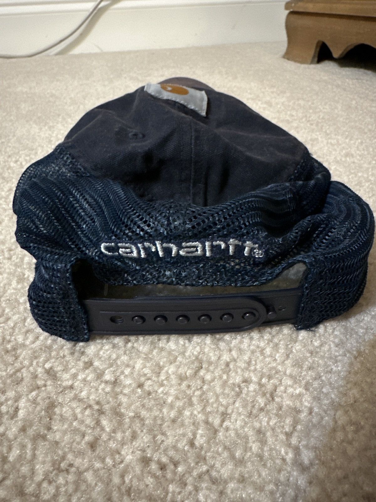 Carhartt × Carhartt Wip × Vintage Navy Blue Carhartt Mesh Snapback Size ONE SIZE - 2 Thumbnail