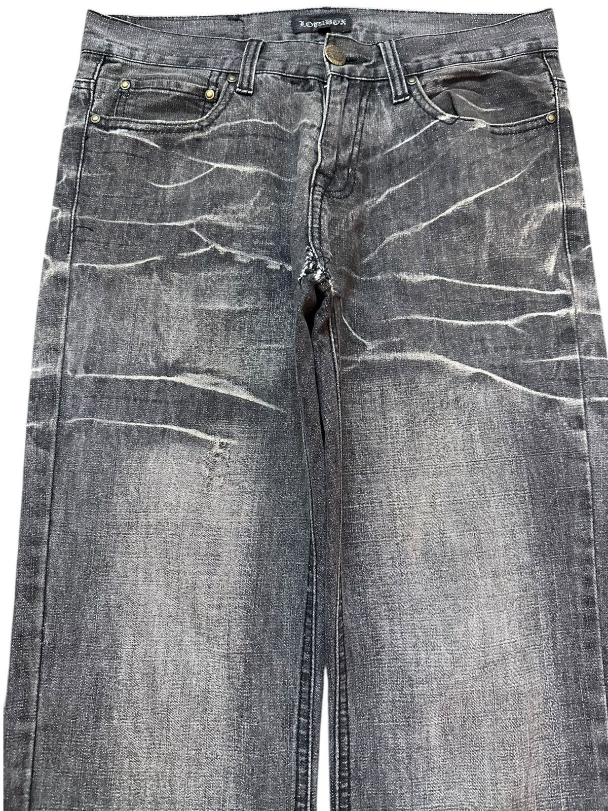 LOWBOX Vintage Lowbox Black Whiskers Distressed Denim Size US 31 - 2 Thumbnail