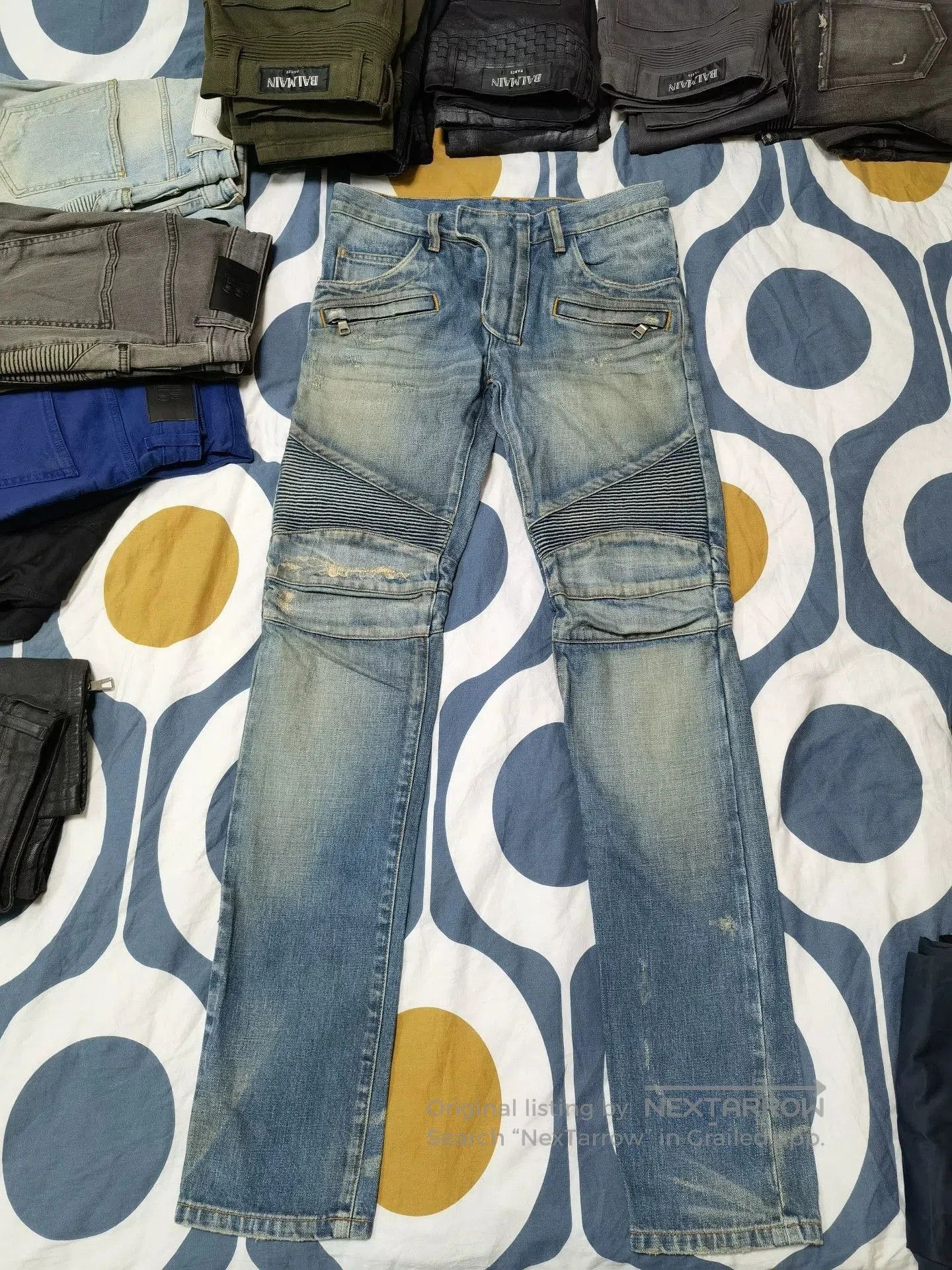 Balmain Balmain Moto Distressed Denim Jeans. Size US 29 - 1 Thumbnail