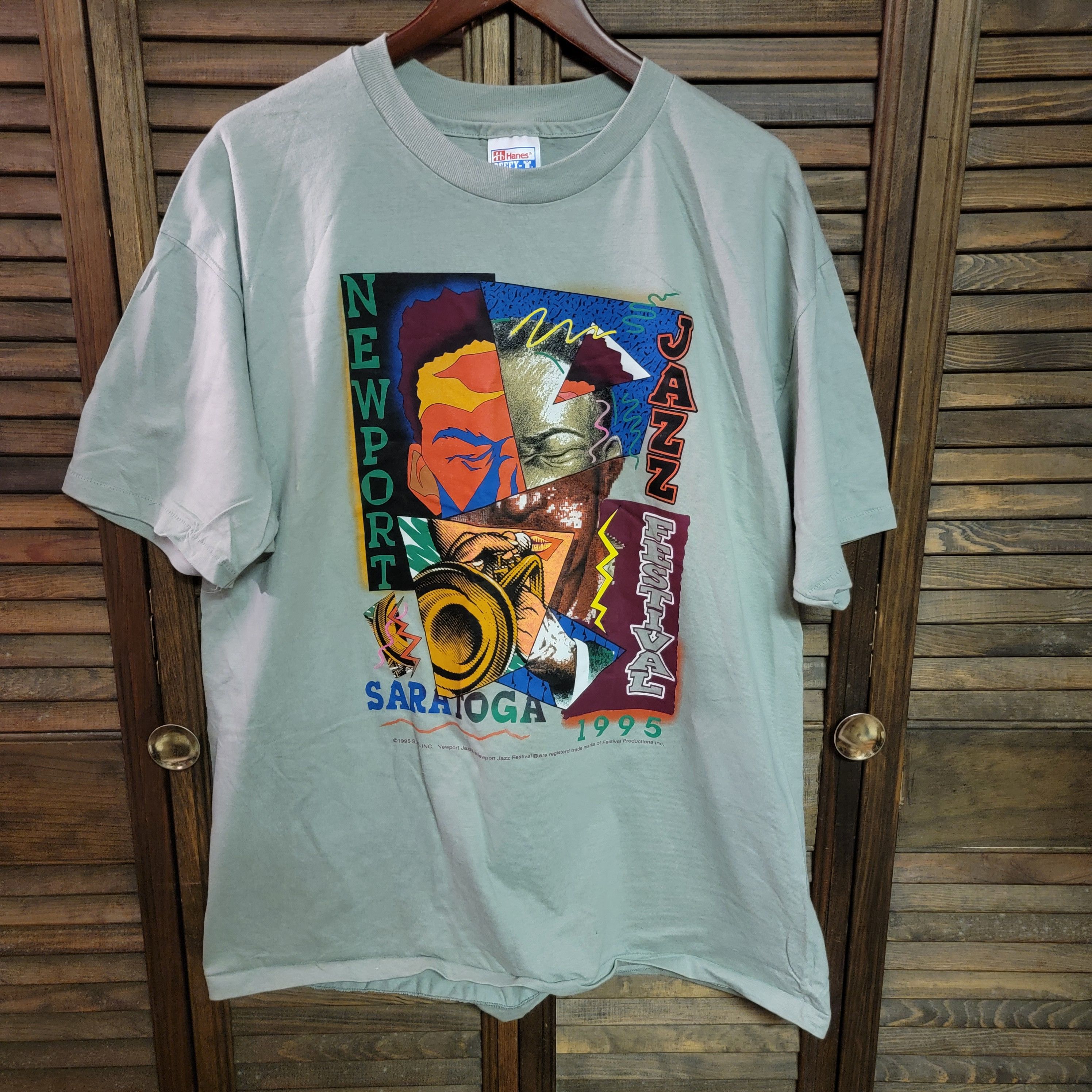 image of Vintage 1995 Saratoga Newport Jazz Festival in Beige, Men's (Size XL)