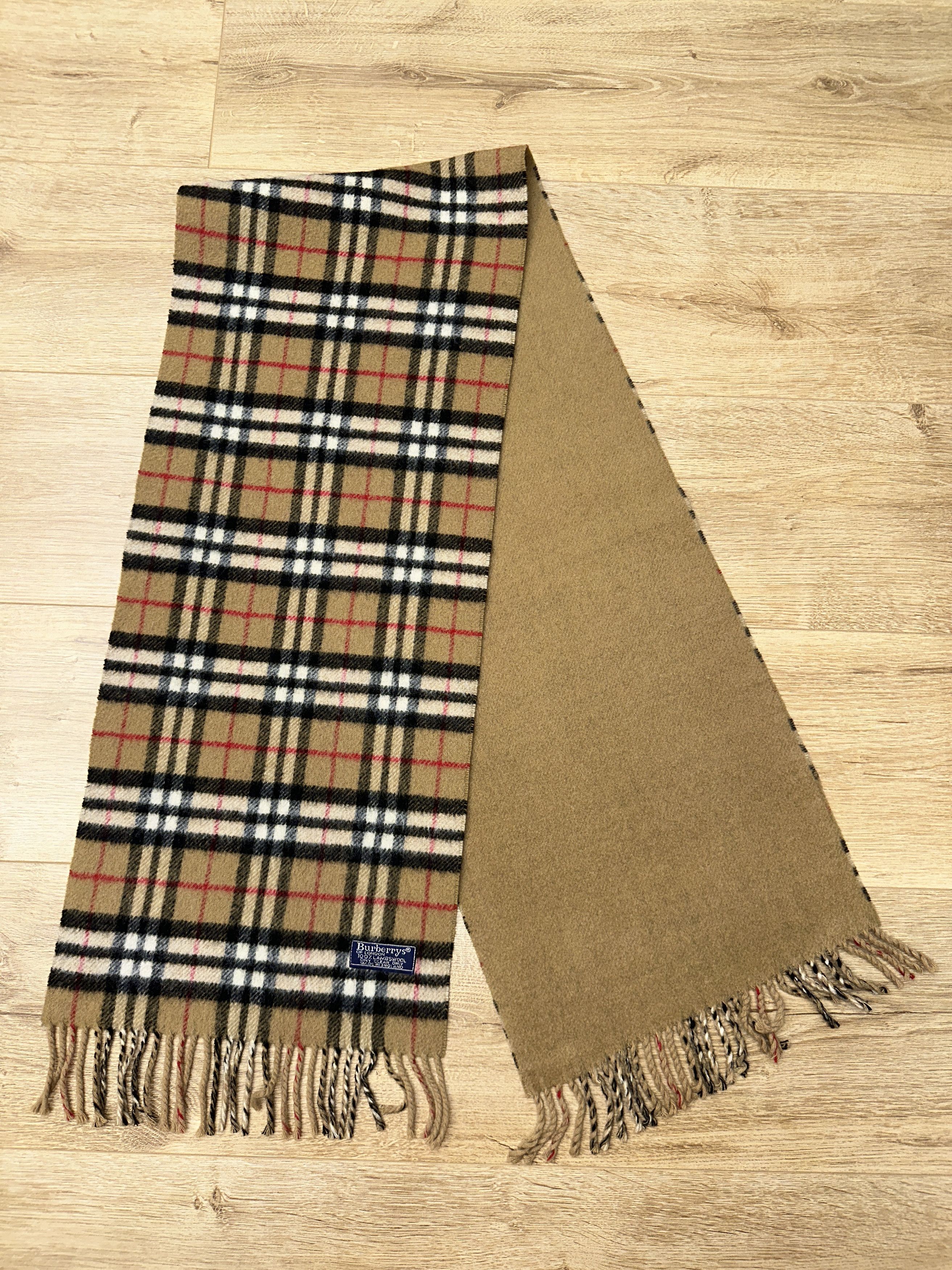 Iconic Vintage Burberrys Reversible Check Scarf 150x28cm