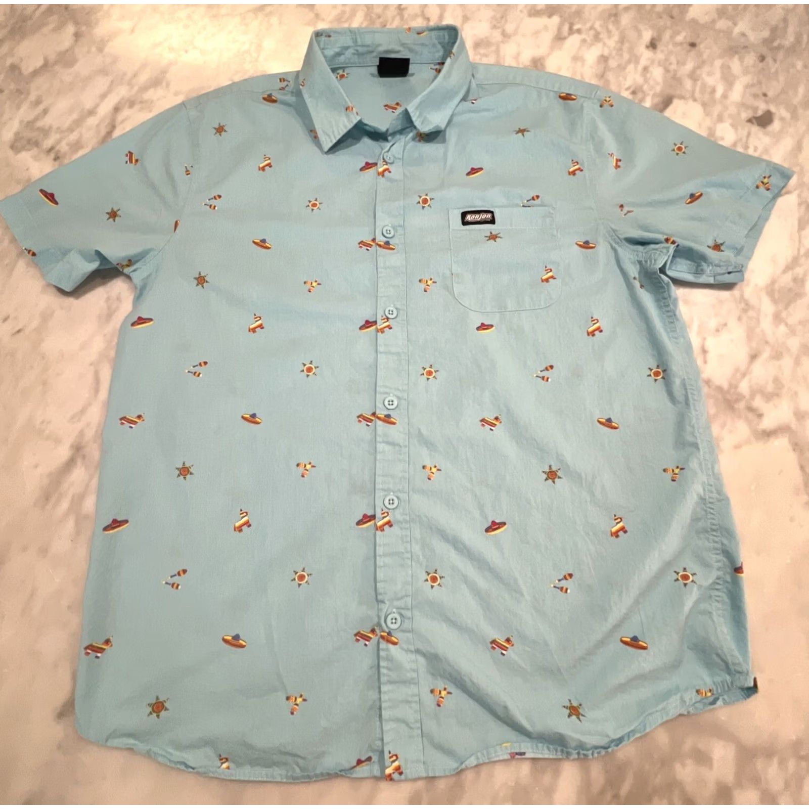 Ron Jon Surf Shop Ron Job Surf Shop Button-Up Shirt Men’s L Blue Fiesta Cinco De Mayo Blue Shirt Mens Large Blue Fiesta Cinco De Mayo Button-Up Shirt Size US L / EU 52-54 / 3 - 4 Thumbnail