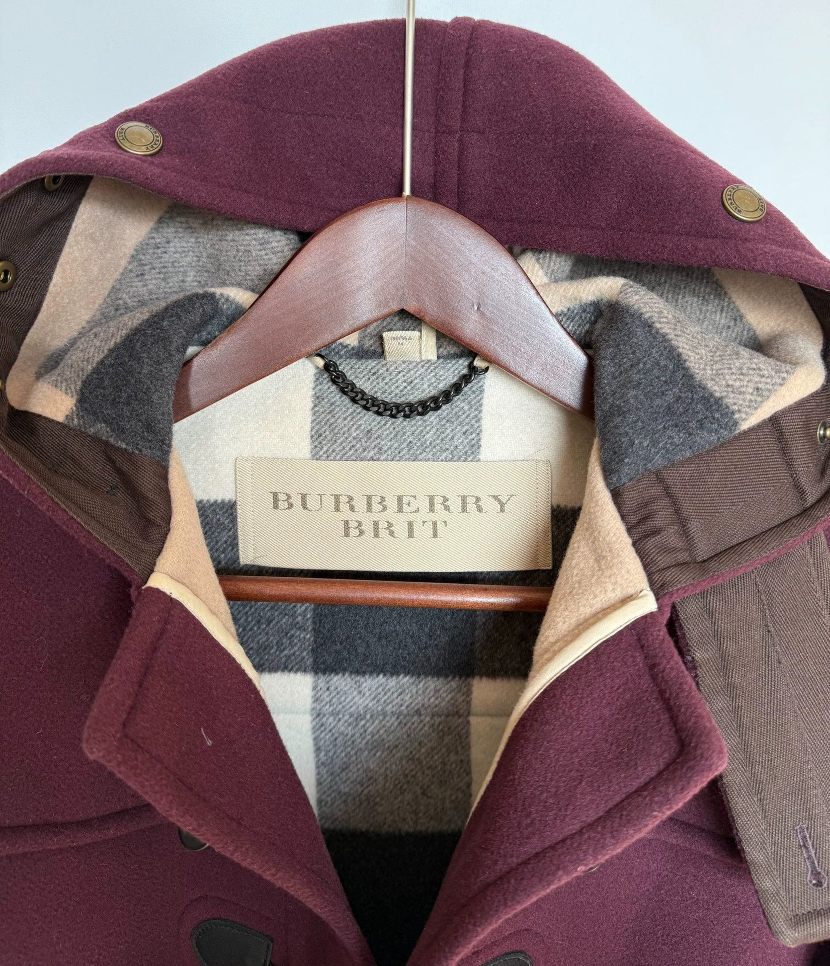 Burberry Burberry Double-Faced Wool Duffle Coat Red/Camel Check Size US M / EU 48-50 / 2 - 7 Thumbnail