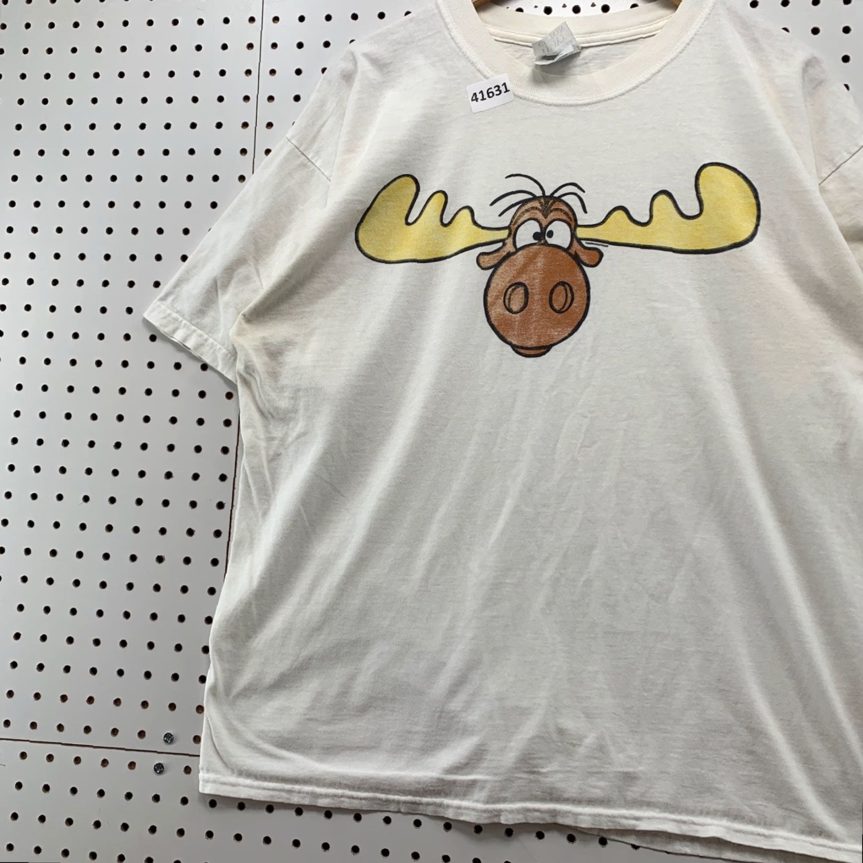 Gildan Vintage Rocky & Bullwinkle T-Shirt Men's XL White Cartoon 1990s Game logo Size US XL / EU 56 / 4 - 5 Thumbnail