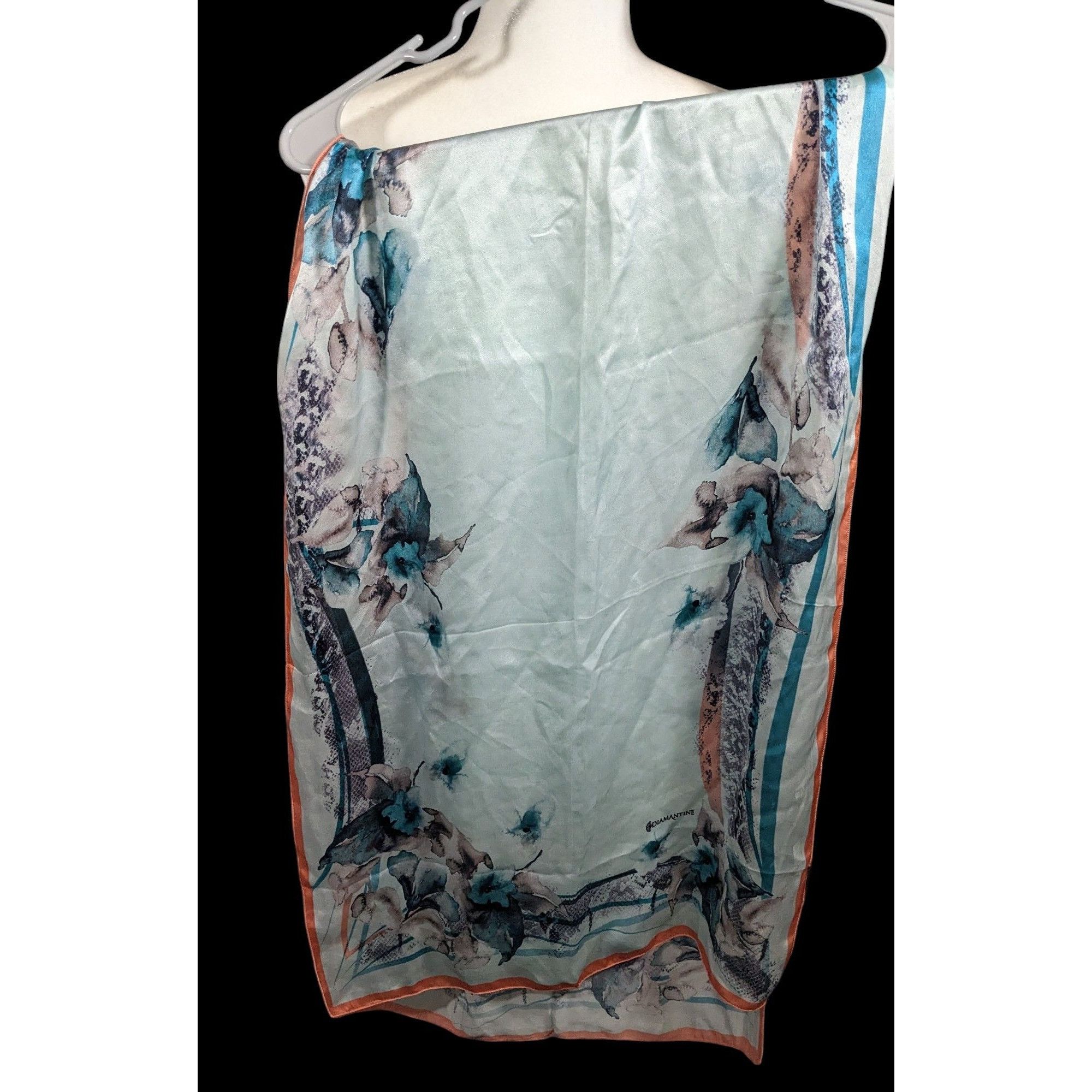 Other Diamantine Blue Floral Silky Lightweight Scarf Size ONE SIZE - 1 Thumbnail