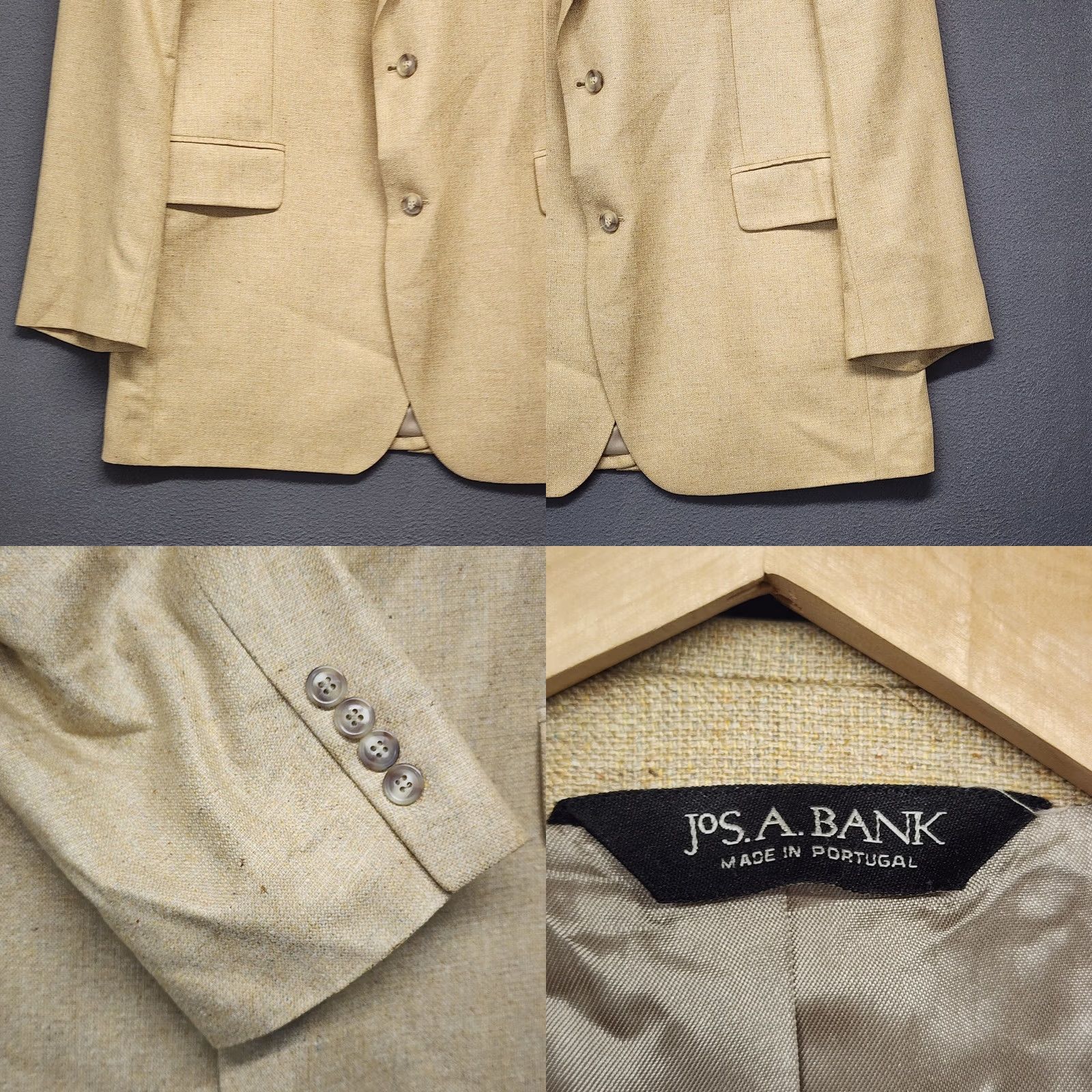 Jos. A. Bank VINTAGE Jos A Bank Jacket Blazer Mens 42L Pale Yellow Gold 100% Silk Sport Coat Mens Button Closure Silk Gold 42L Mens Women Best Fit? Size 42R - 9 Thumbnail