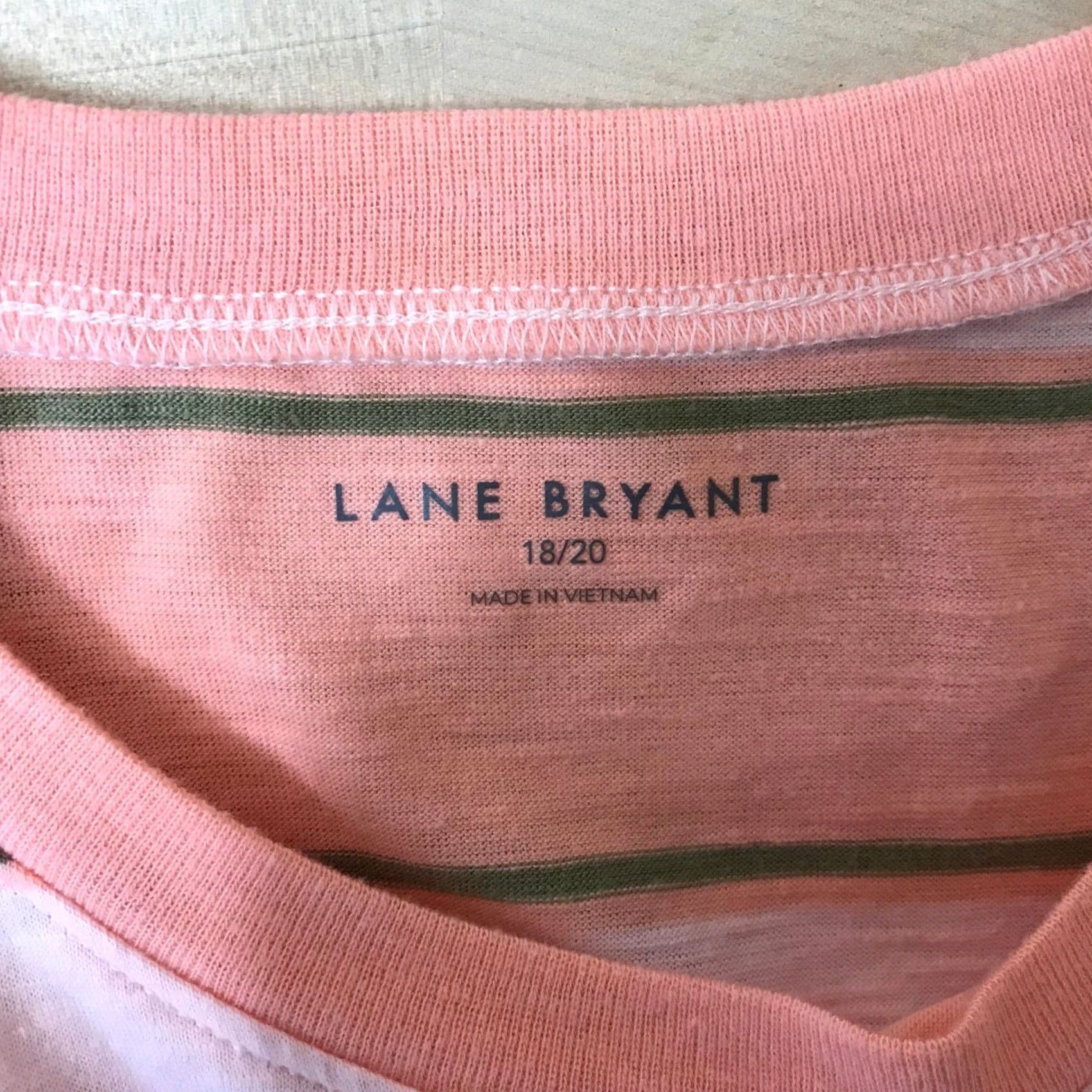 Vintage Lane Bryant Womens Striped Cotton Polyester Short Sleeve Tee Top 18/20 Pink Size XXL / US 16-18 / IT 52-54 - 7 Thumbnail