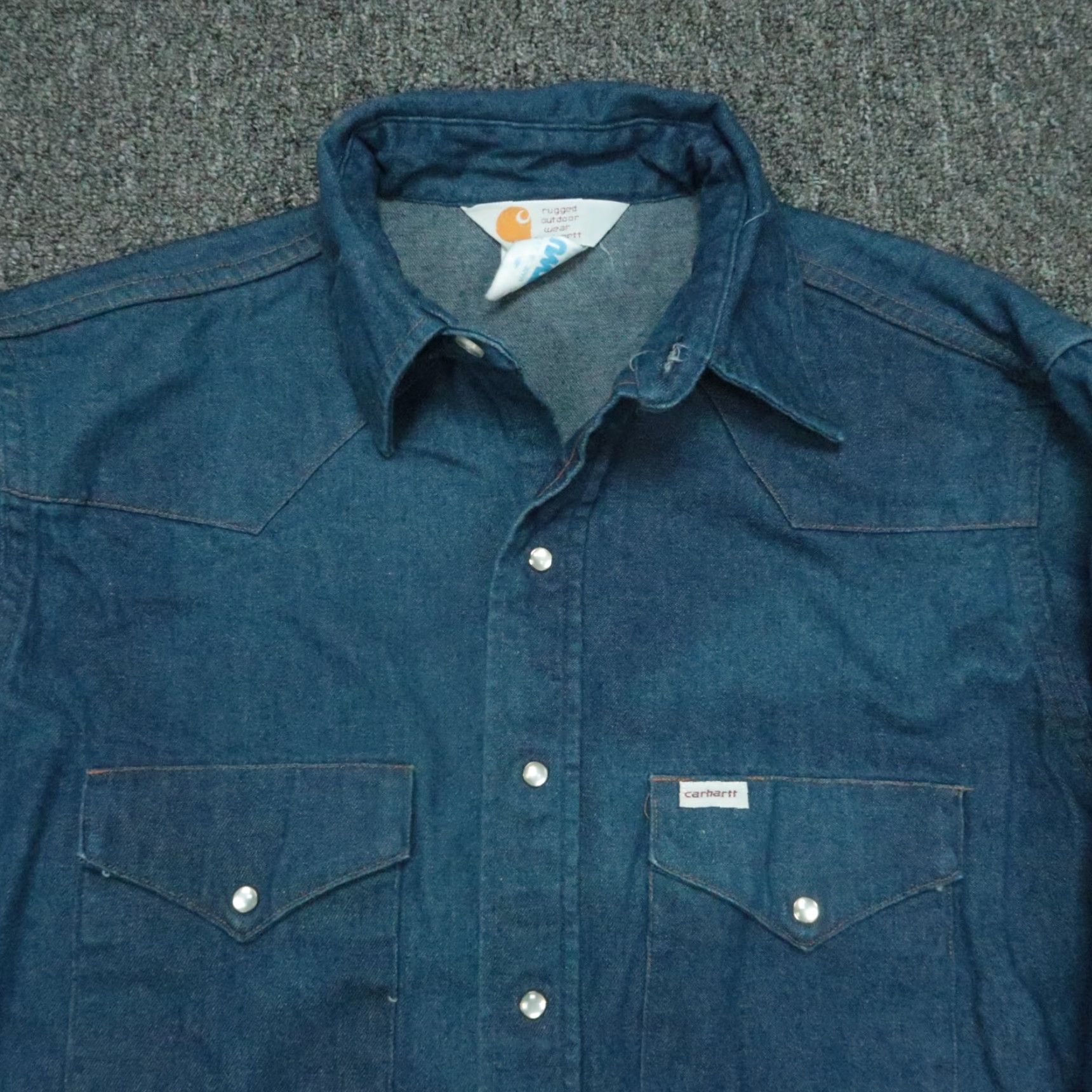 Carhartt VINTAGE Carhartt Shirt Mens M Blue Denim Pearl Snap Western Long Sleeve Cowboy VTG Size US M / EU 48-50 / 2 - 2 Thumbnail