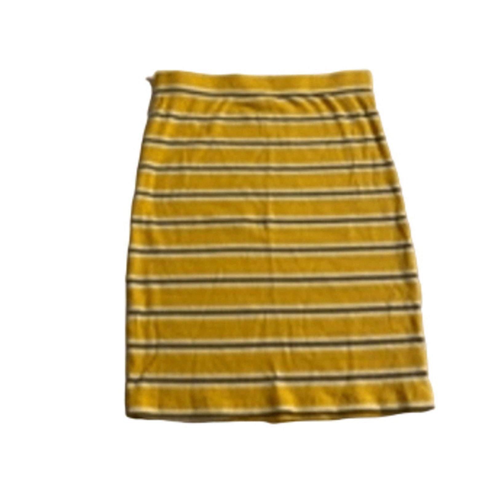Other No Boundaries Striped Ribbed Mini Skirt Y2K Mustard XS Size 22" - 4 Thumbnail