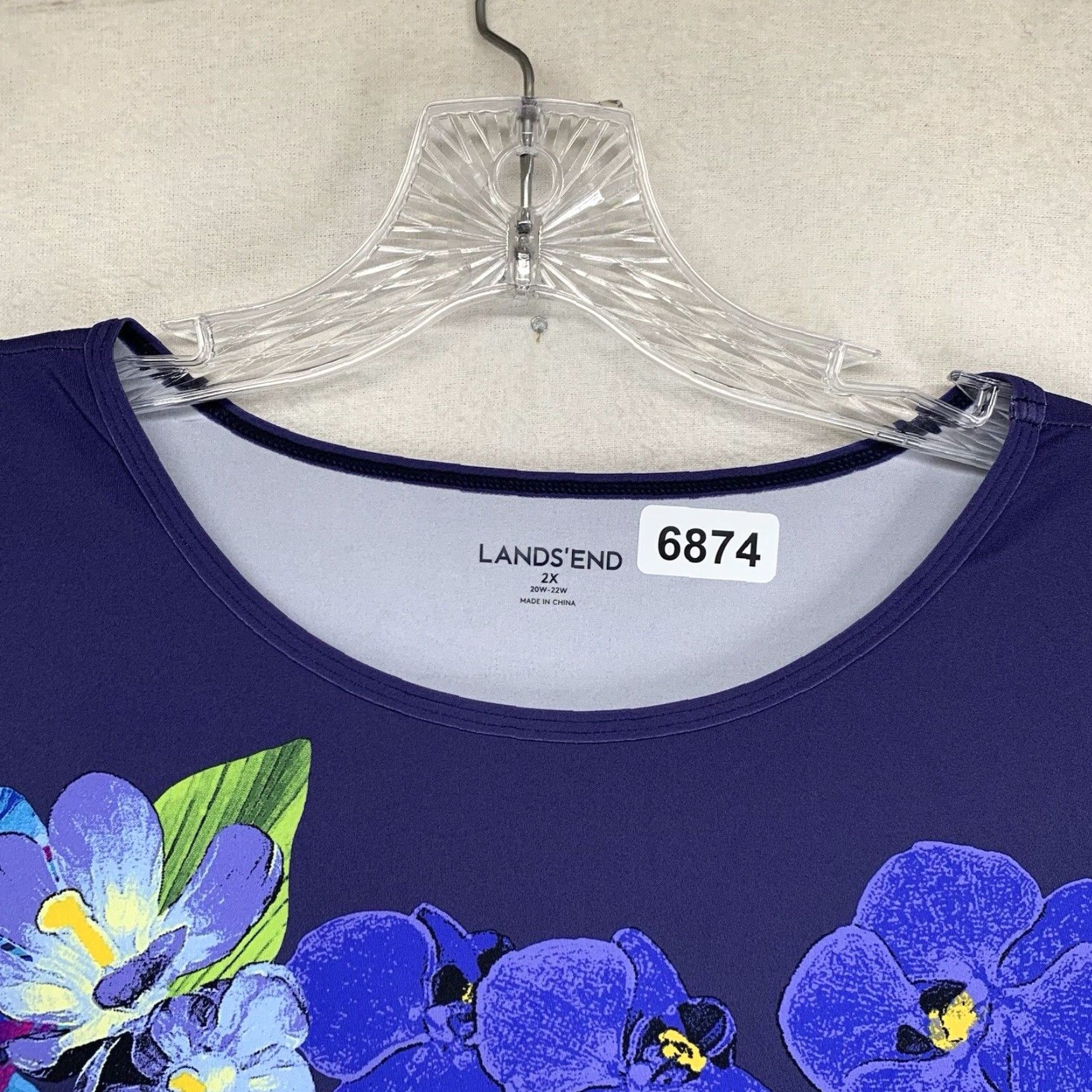 Lands' End VINTAGE Lands' End Women's Blouse 2X Plus Size Long Sleeve Floral Print Lightweight Stretchy Blue Casual Size XXL / US 16-18 / IT 52-54 - 4 Thumbnail