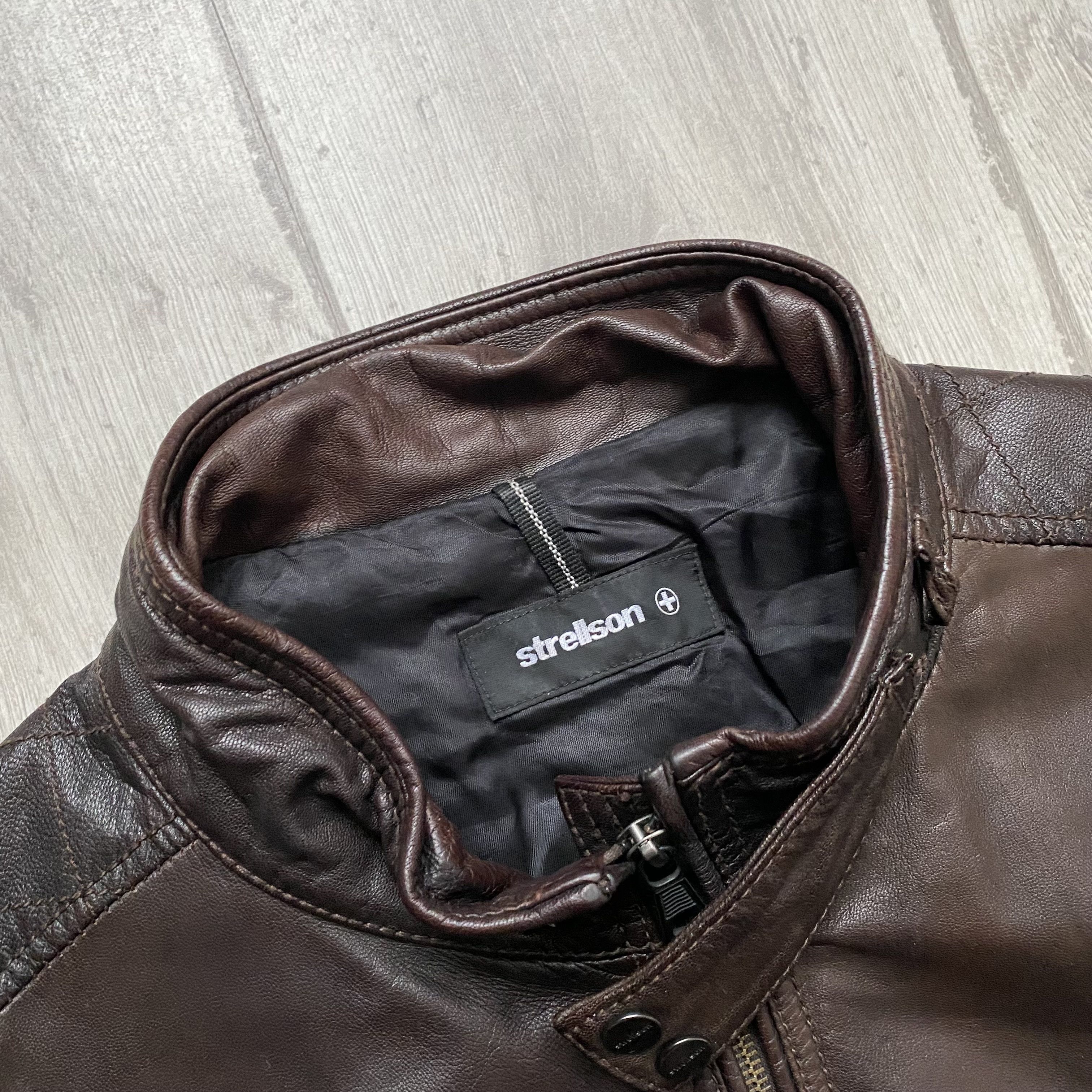 Genuine Leather Vintage Strellson Brown Real Leather Racing Moto Jacket Size US L / EU 52-54 / 3 - 5 Thumbnail