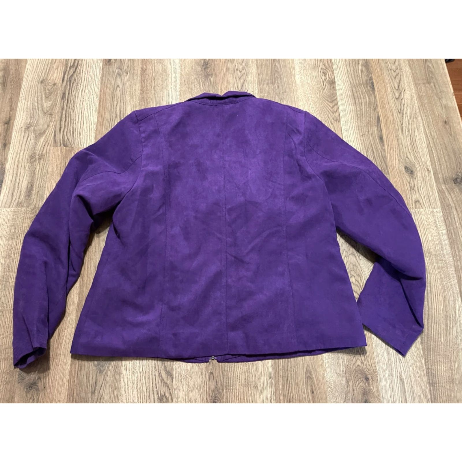 Vintage Studio Works Jacket Women's Size 16P Petite Purple Full Zip Velvet Blazer Dressy Casual Velvet Blazer Womens 16P Purple Full Zip Regular) Size XXL / US 16-18 / IT 52-54 - 2 Thumbnail