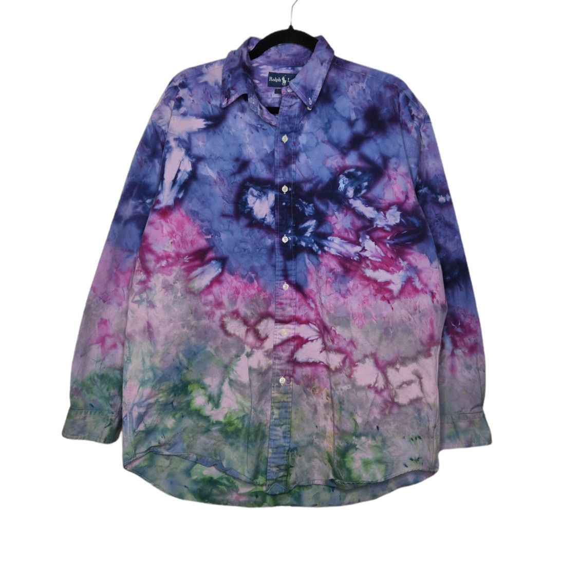 Ralph Lauren Vintage Ralph Lauren Custom Ice Tie Dye Button Shirt Art Size US M / EU 48-50 / 2 - 1 Thumbnail