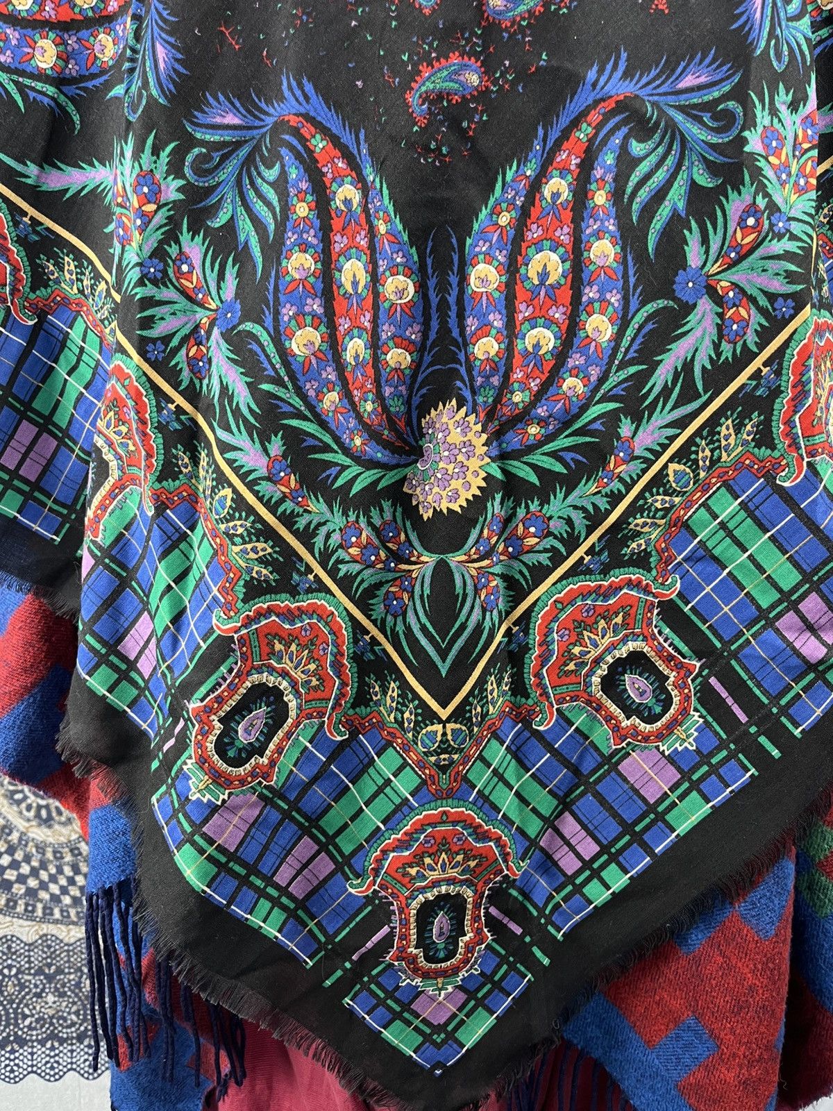 Vintage Vintage Vicki Lynn Bardon Wool Paisley Plaid Scarf Size ONE SIZE - 3 Thumbnail