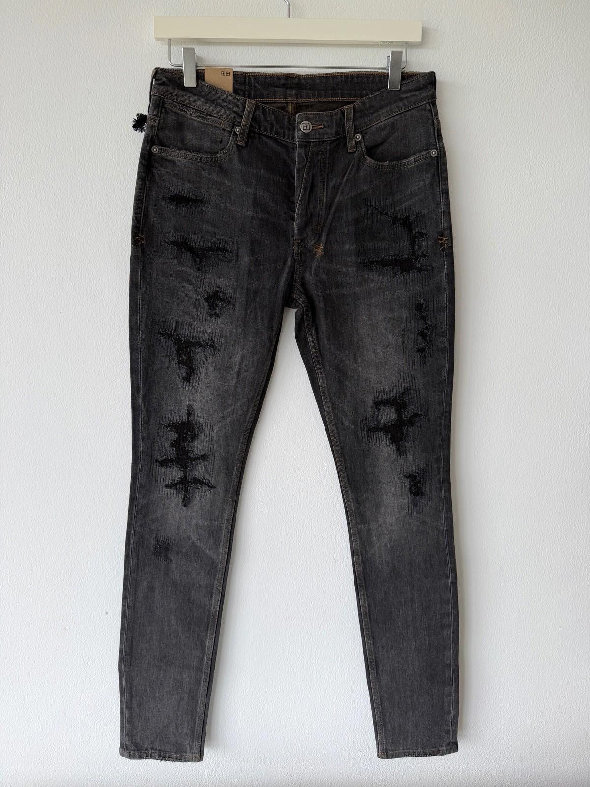 new Ksubi mens jeans van winkle retorqued repair grey 32