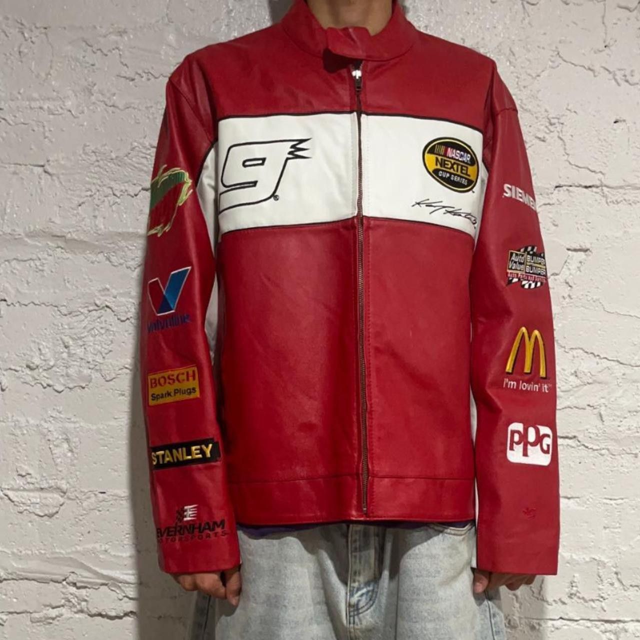 NASCAR Chase Authentics NASCAR Red Racing Leather Jacket | Grailed