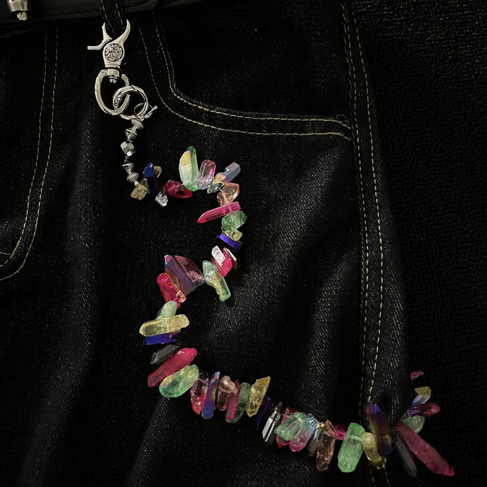 Jewelry Multicolor Crystal Beaded Wallet Chain, Pants Chain Size ONE SIZE - 4 Thumbnail