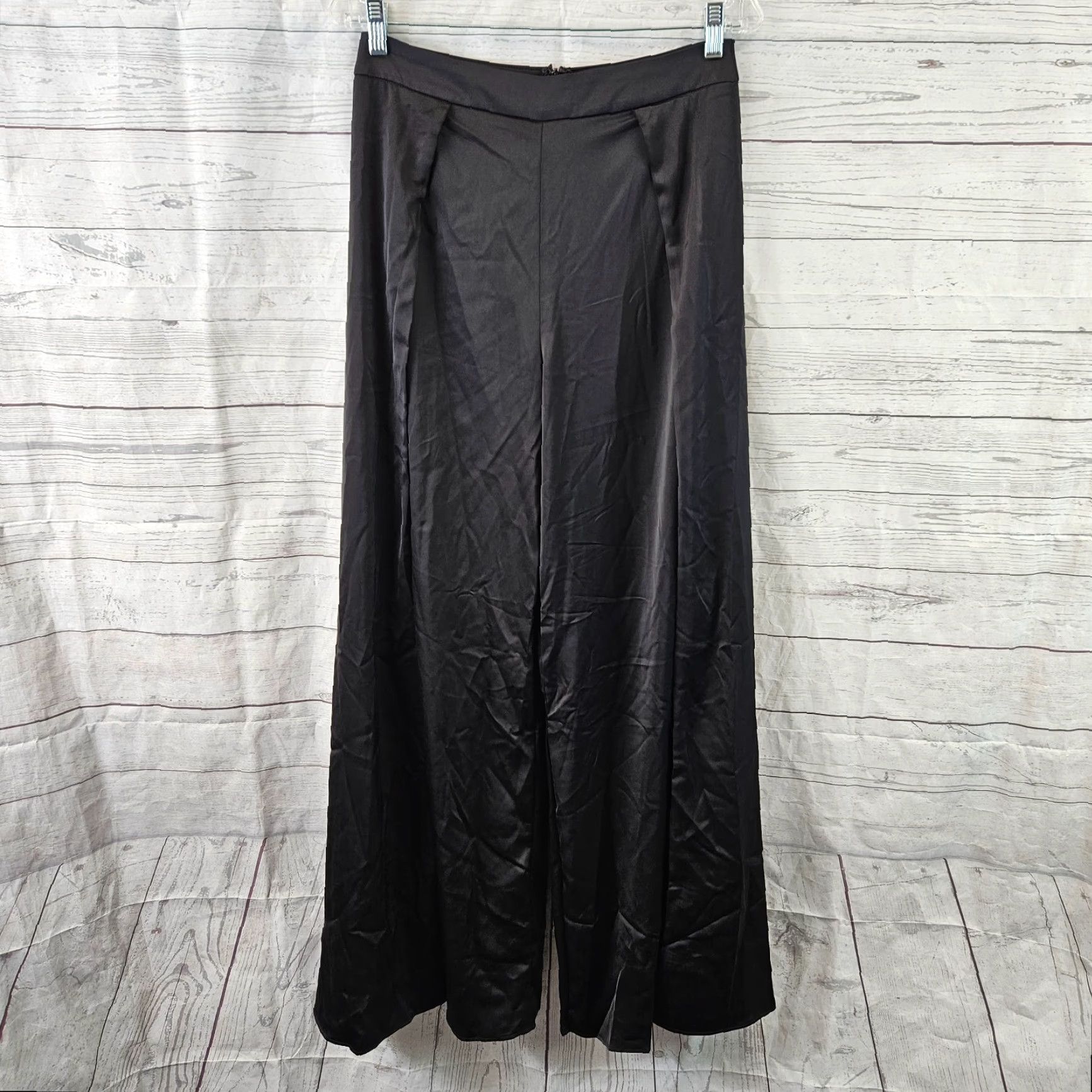 Lulus Lulus Womens Wide Leg Pants Sz Medium Solid Black High Rise Size 32" / US 10 / IT 46 - 2 Thumbnail