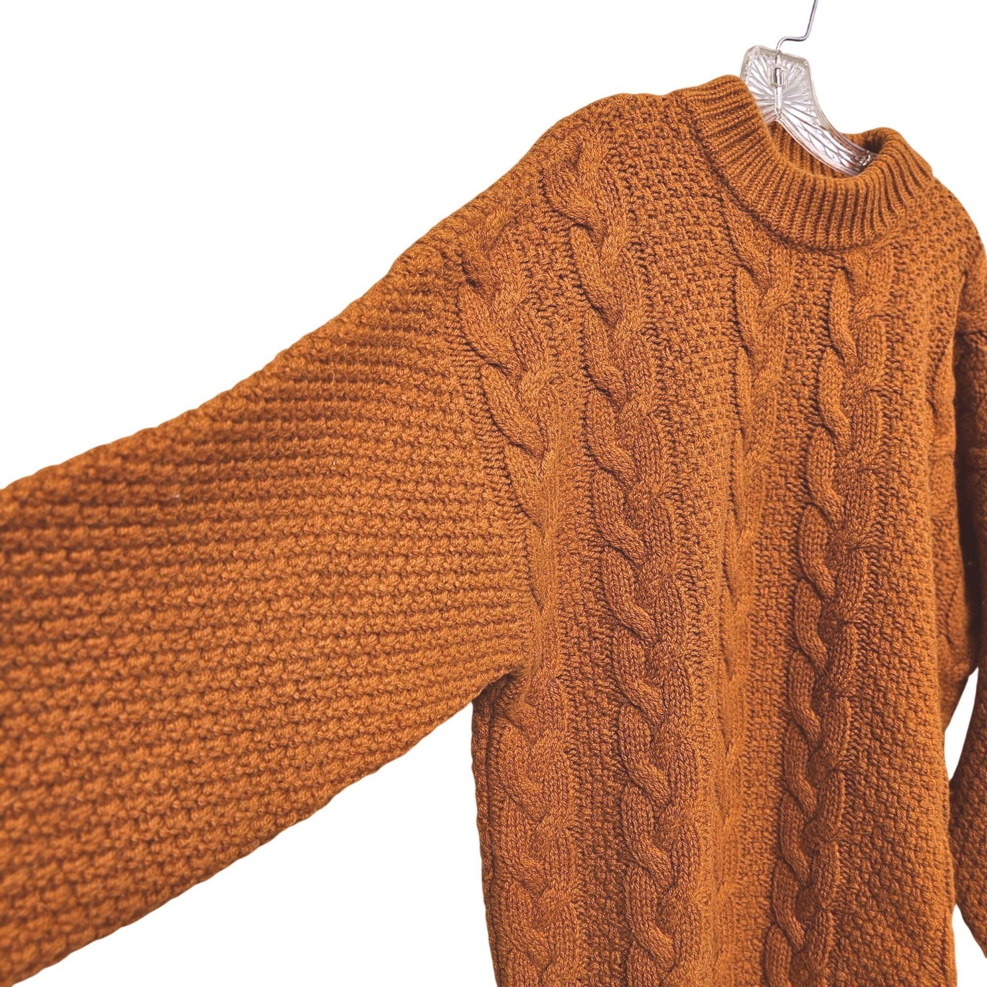 Vintage Stefanel Italy Vintage 80s Wool Alpaca Cable Knit Ochre Pull Size US XL / EU 56 / 4 - 11 Thumbnail