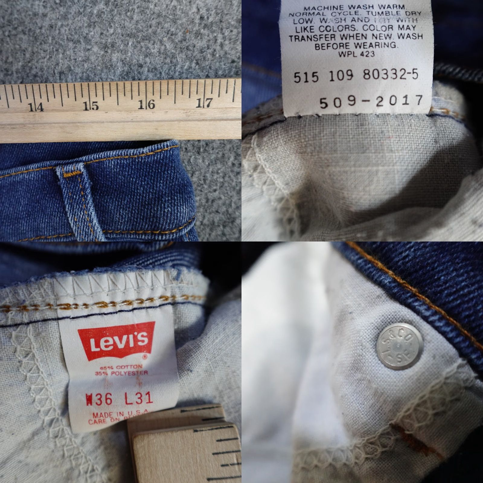 Levi's VINTAGE Levi's 515 Jeans 33 x 27 Blue USA Made Denim Solid Belt Loops Mens Jeans 515 Straight (Inseam 27) 33" Waist Blue Vintage USA Made Size US 33 - 8 Thumbnail