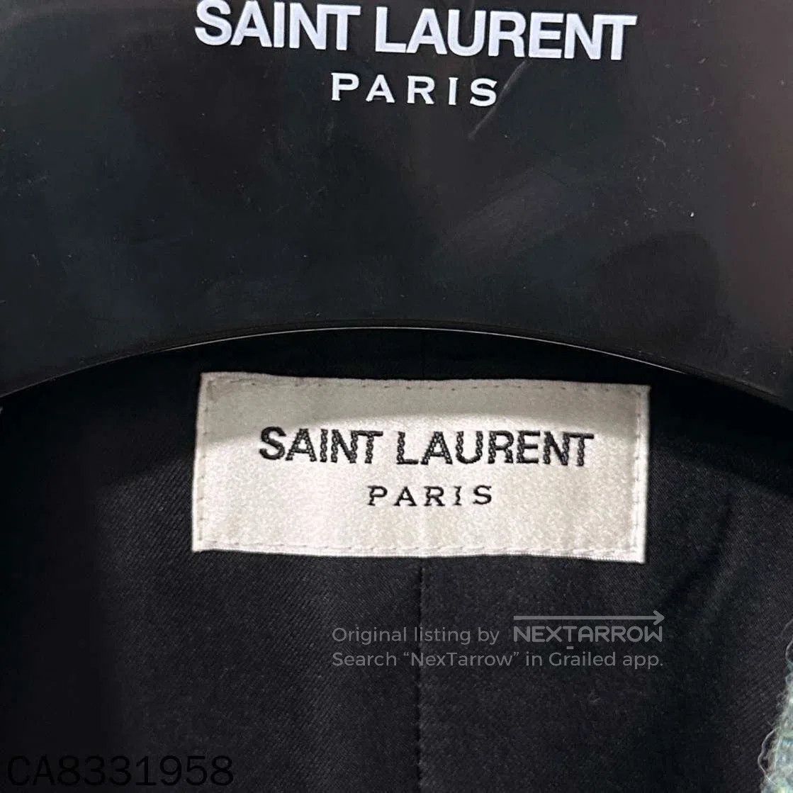 Saint Laurent Paris Saint Laurent Light Green Herringbone Blazer. Size XS / US 0-2 / IT 36-38 - 4 Thumbnail