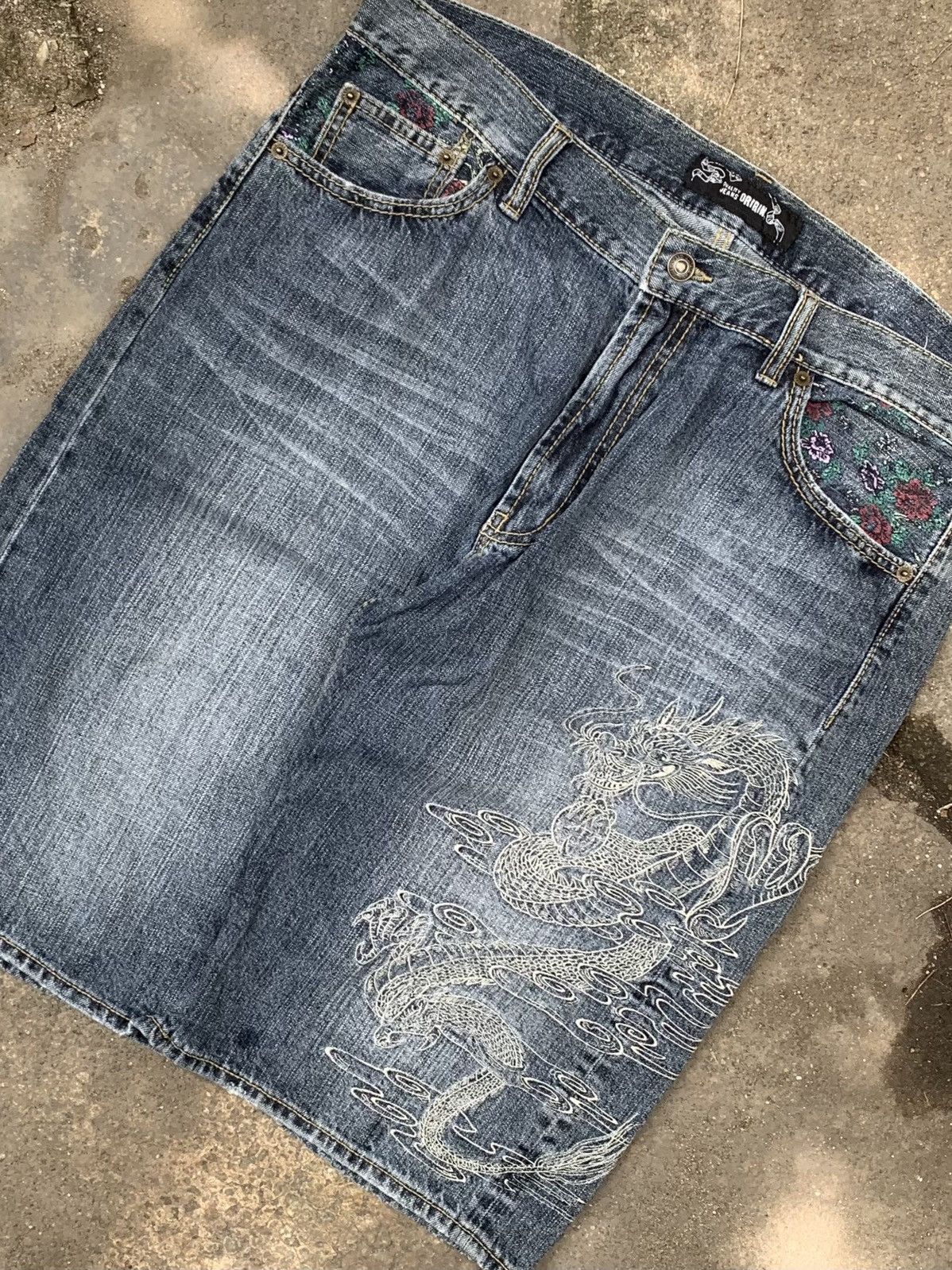 Japanese Brand × Vintage Vintage Y2k Quality Jeans Dragon jorts Size US 37 - 2 Thumbnail