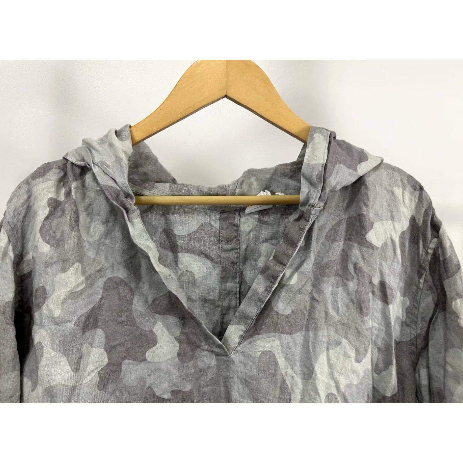 Vintage VINTAGE C&C California Tunic Top 3X Linen Gray Camouflage Hoodie Oversized Lagenlook Size XXL / US 16-18 / IT 52-54 - 5 Thumbnail